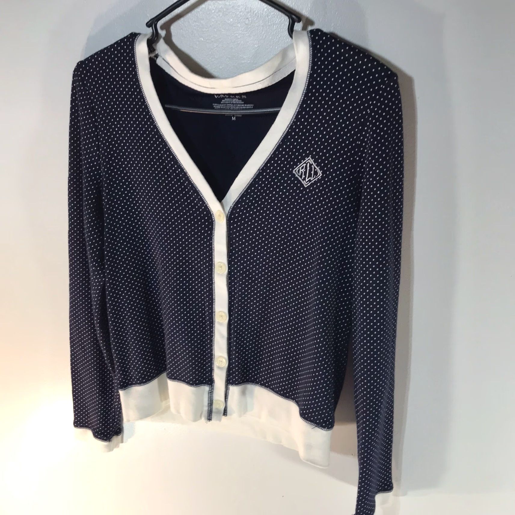 Ralph Lauren Lauren Ralph Lauren Pajama Set Women's M Navy White Polka Dot Cotton Modal Fall Winter Knit Long Sleeve Size ONE SIZE - 3 Thumbnail