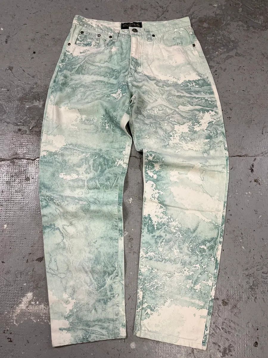 Roberto Cavalli 1990s Roberto Cavalli Aqua Green White Pants Size US 30 / EU 46 - 1 Thumbnail