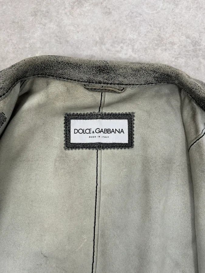 Dolce & Gabbana 1990s Dolce & Gabbana Grey Eroded Grained Leather Jacket Size US M / EU 48-50 / 2 - 10 Thumbnail