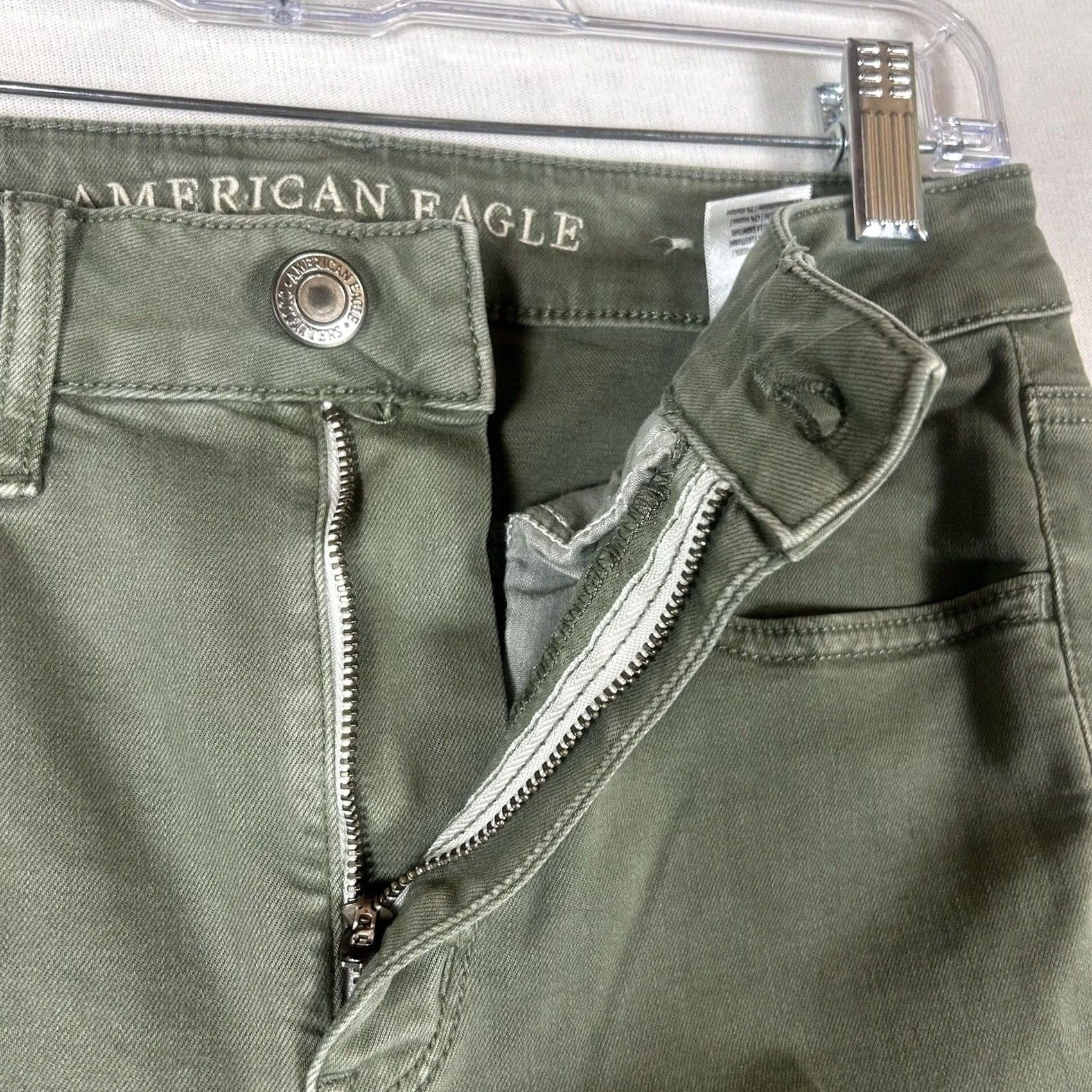 American Eagle Outfitters American Eagle Outfitters Super Stretch X Hi-Rise Jeggings Size 6 Green Jeans Size 28" / US 6 / IT 42 - 2 Thumbnail