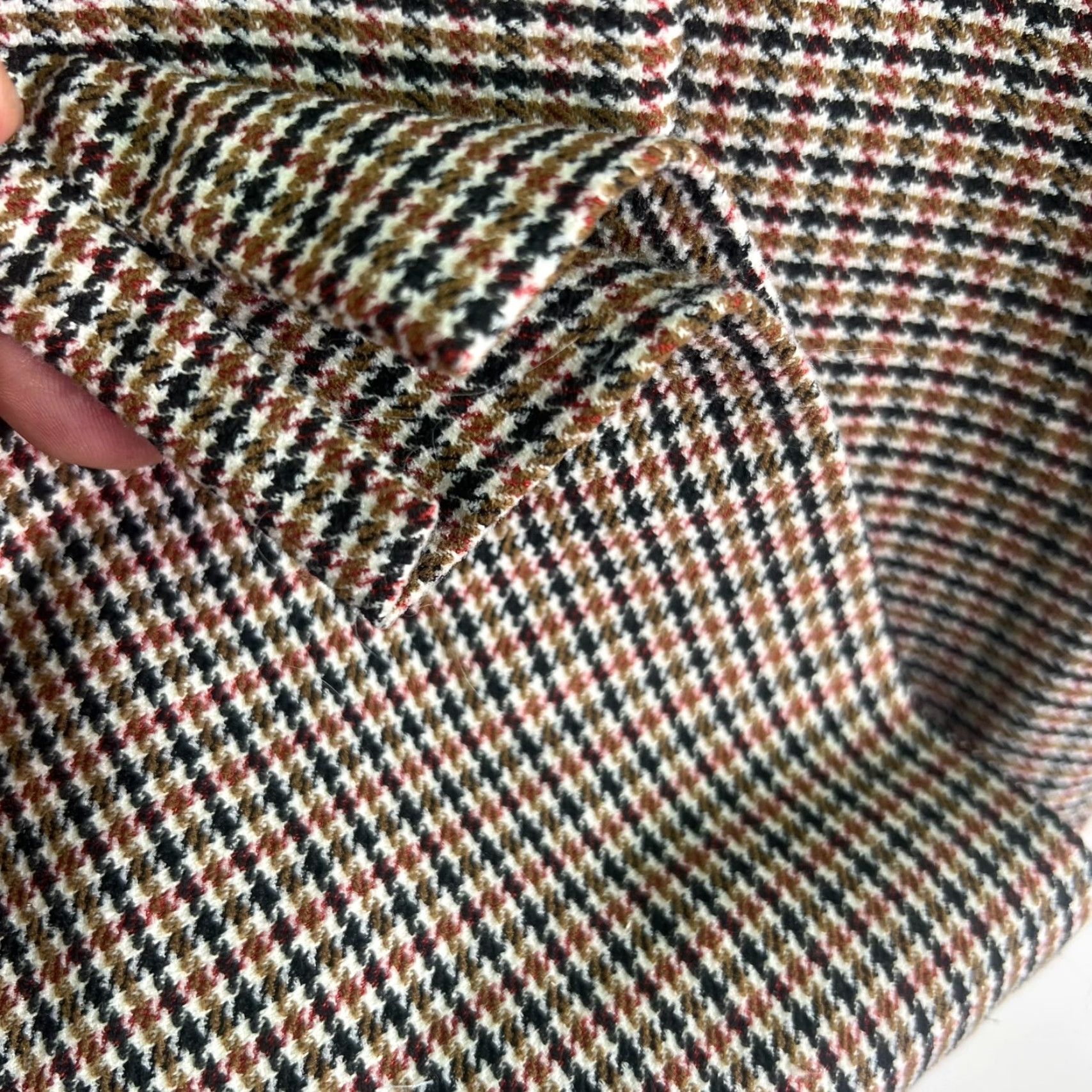 Vintage Zac & Rachel Hounds Tooth Poly Linen Blend Pants Womens 18W 40X27 Vintage High Rise Flat Front Tapered Leg Dress Pants Brown 80s Check Size 40" / US 18 - 6 Thumbnail