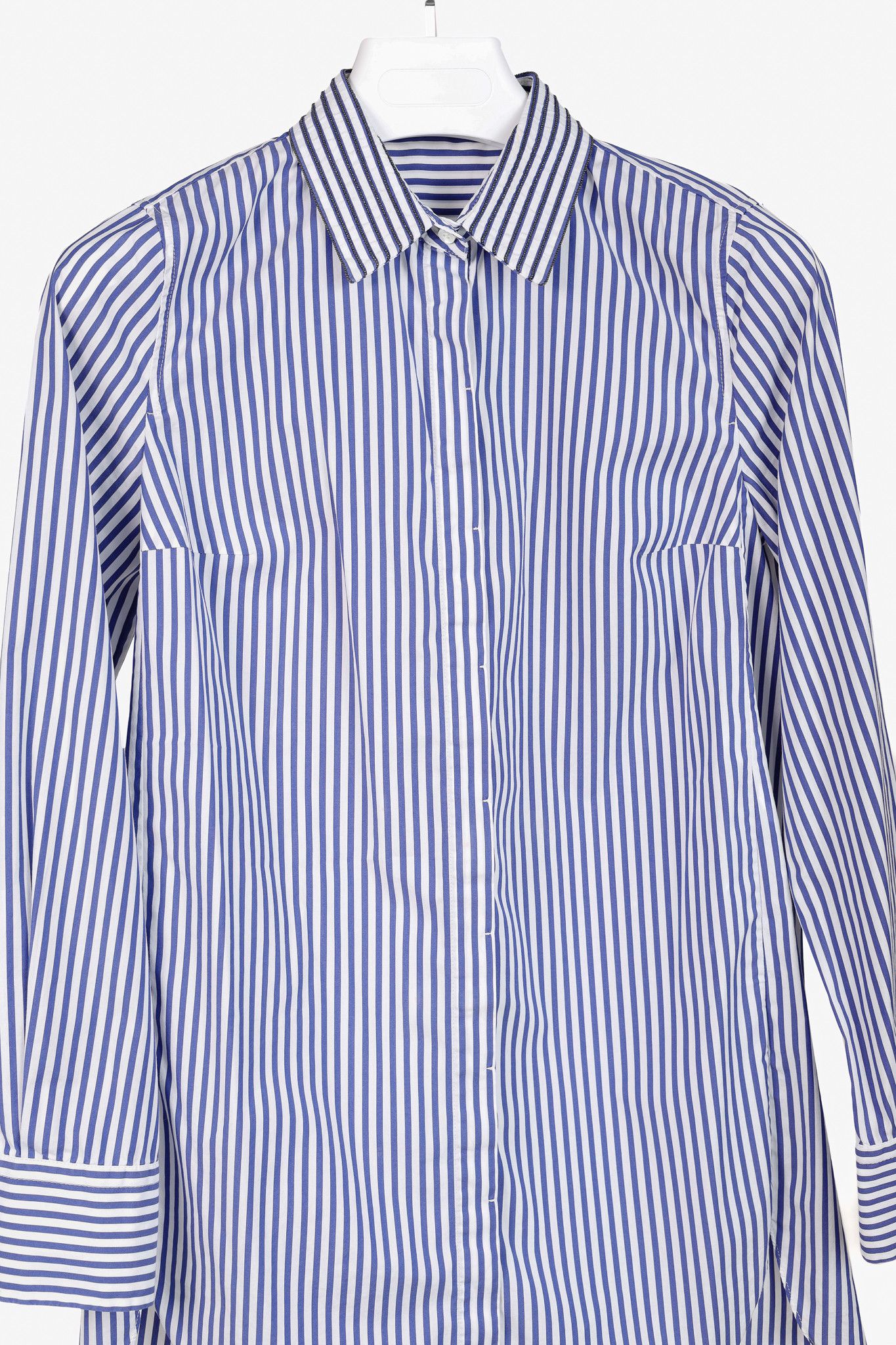 Brunello Cucinelli Brunello Cucinelli AW/16 Striped Monili-Bead Shirt Size M / US 6-8 / IT 42-44 - 3 Thumbnail