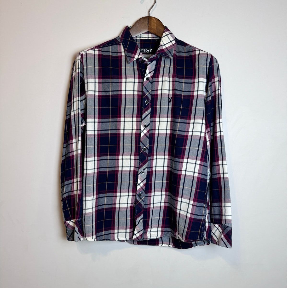 Playboy Playboy Blue Plaid Button Down Shirt - Size M Size US M / EU 48-50 / 2 - 2 Thumbnail