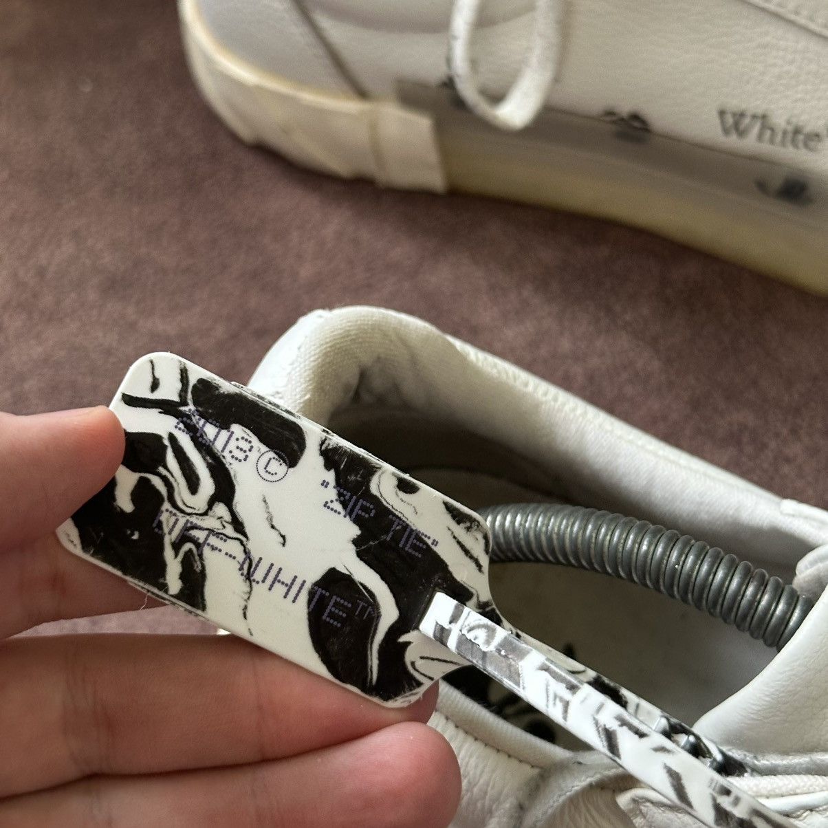 Off-White Off-White Leather Vulcanised Beige Lace Up Sneakers Size 43 Size US 10 / EU 43 - 7 Thumbnail