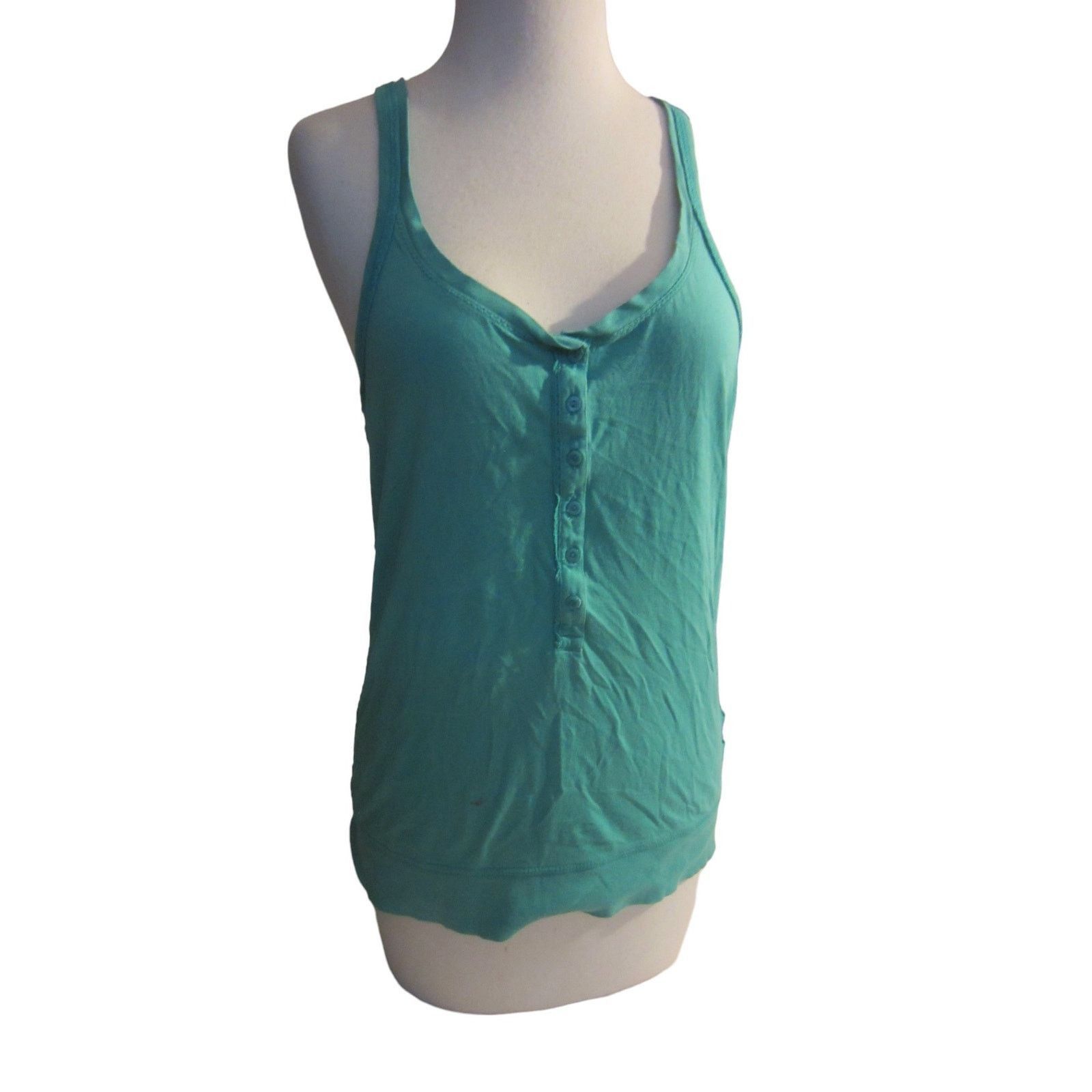 Old Navy Teal Ribbed Button-Front Tank Top Old Navy Women’s L Size L / US 10 / IT 46 - 2 Thumbnail