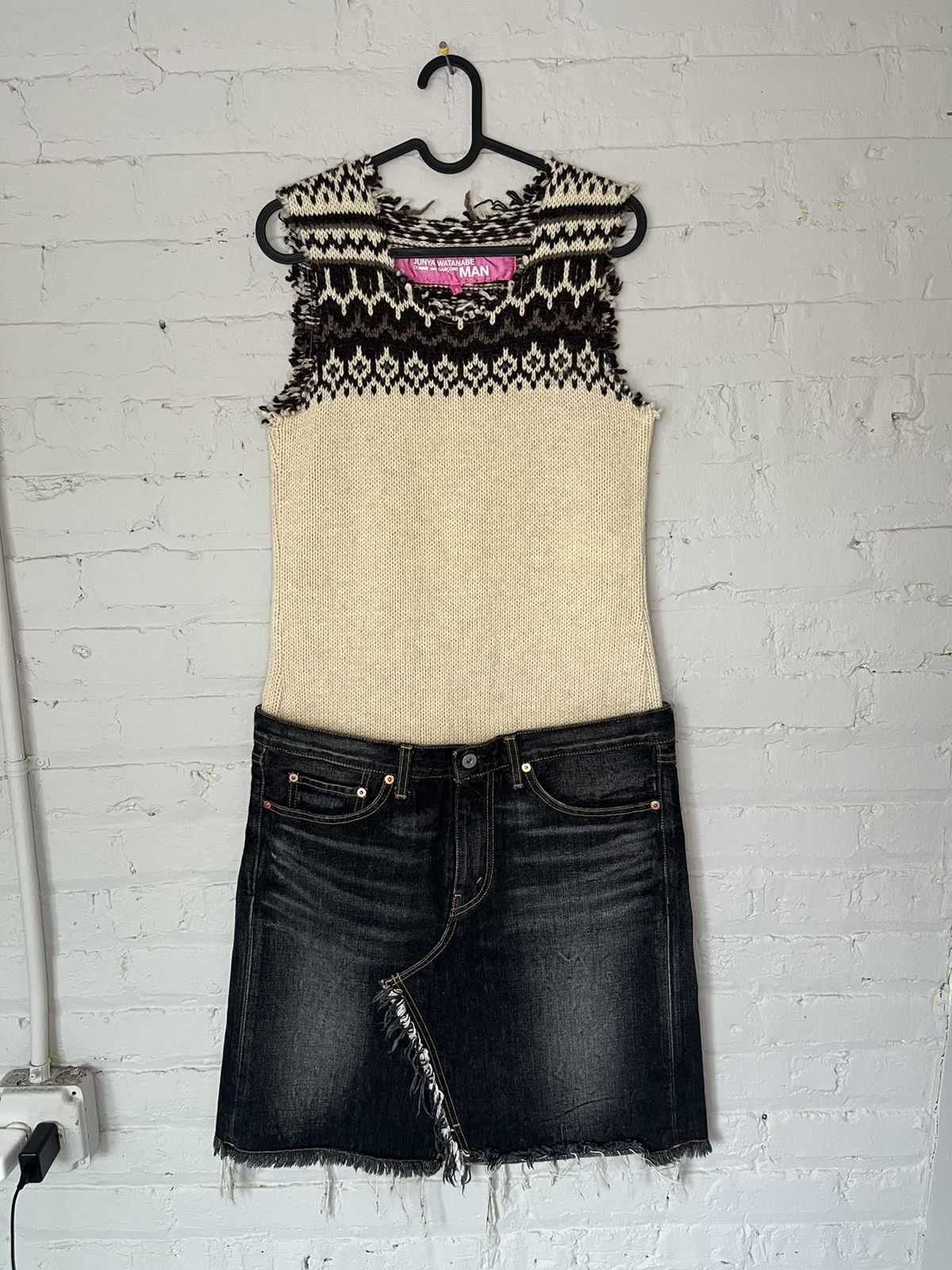 Junya Watanabe Rare AW2003 Junya Watanabe MAN Fair Isle Wool + Denim Dress Size S / US 4 / IT 40 - 1 Thumbnail