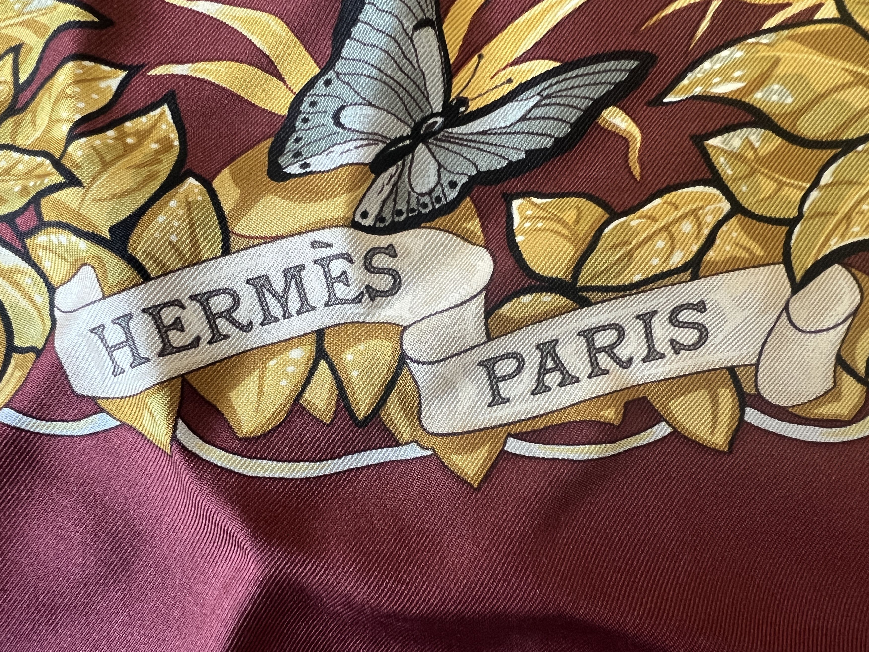 Hermes Vintage Hermès Jungle Love Maroon Scarf Carre 90 With Box Size ONE SIZE - 4 Thumbnail