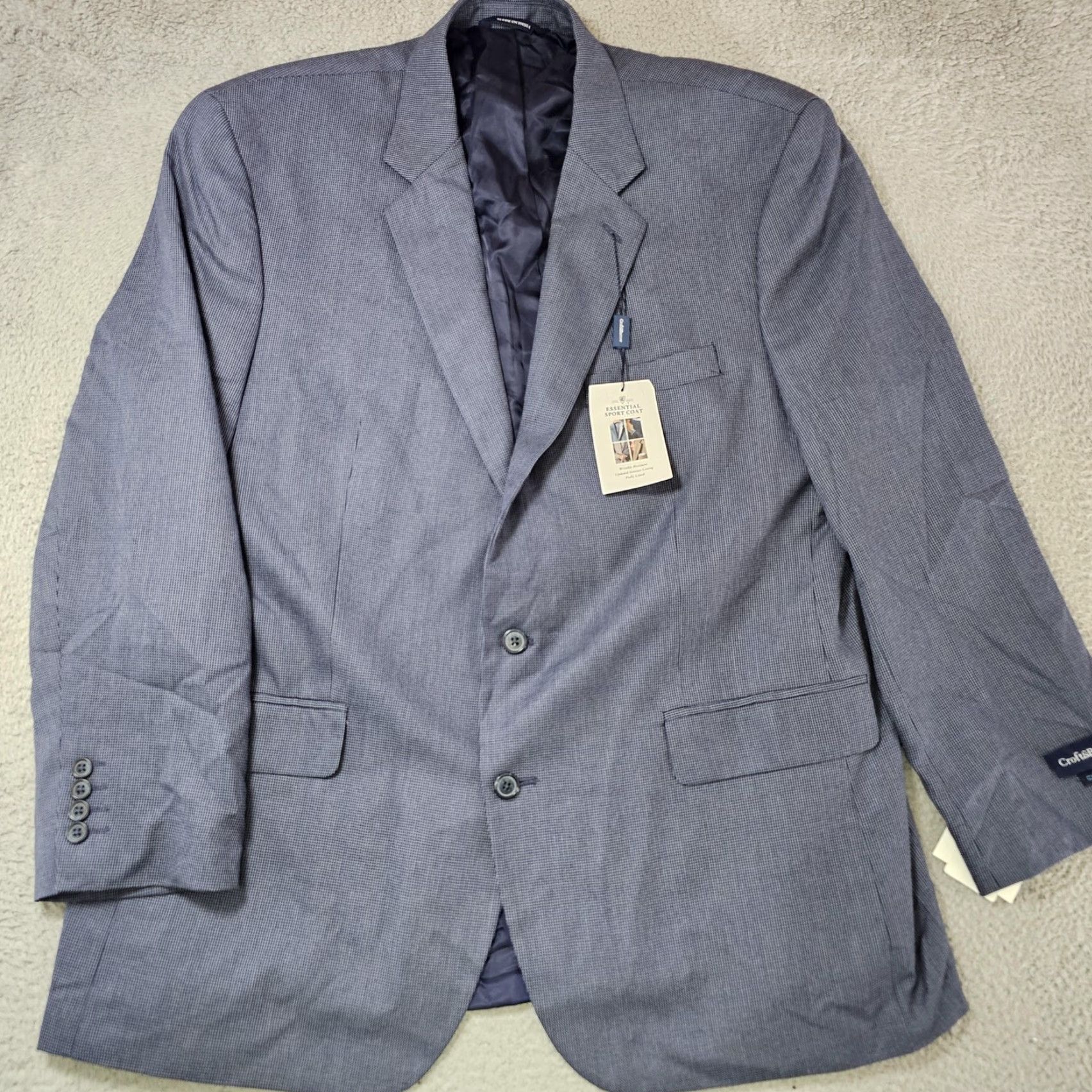 Croft & Barrow Croft & Barrow Sport Coat Mens 48R Blue Check Classic Fit Two-Button Jacket Size US M / EU 48-50 / 2 - 2 Thumbnail