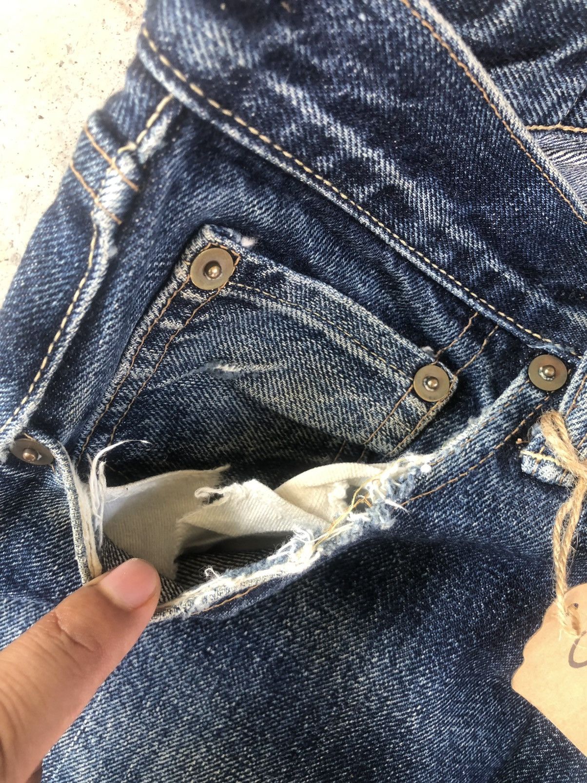Studio D'Artisan Studio D’Artisan SD101 Selvedge Denim Distressed Jeans Size US 31 - 19 Thumbnail