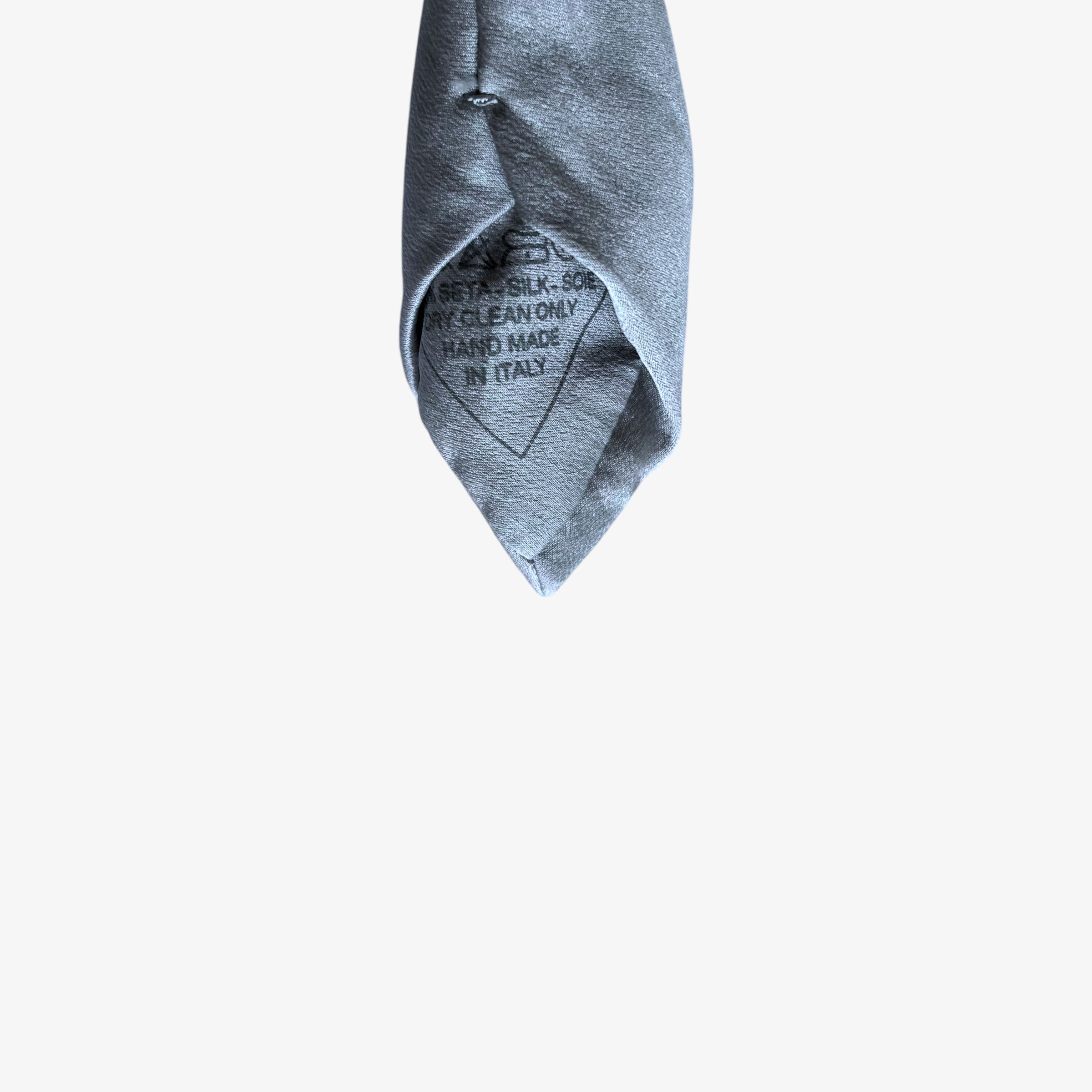 Brioni Vintage 90s Brioni Plain Grey Silver Silk Tie Size ONE SIZE - 3 Thumbnail