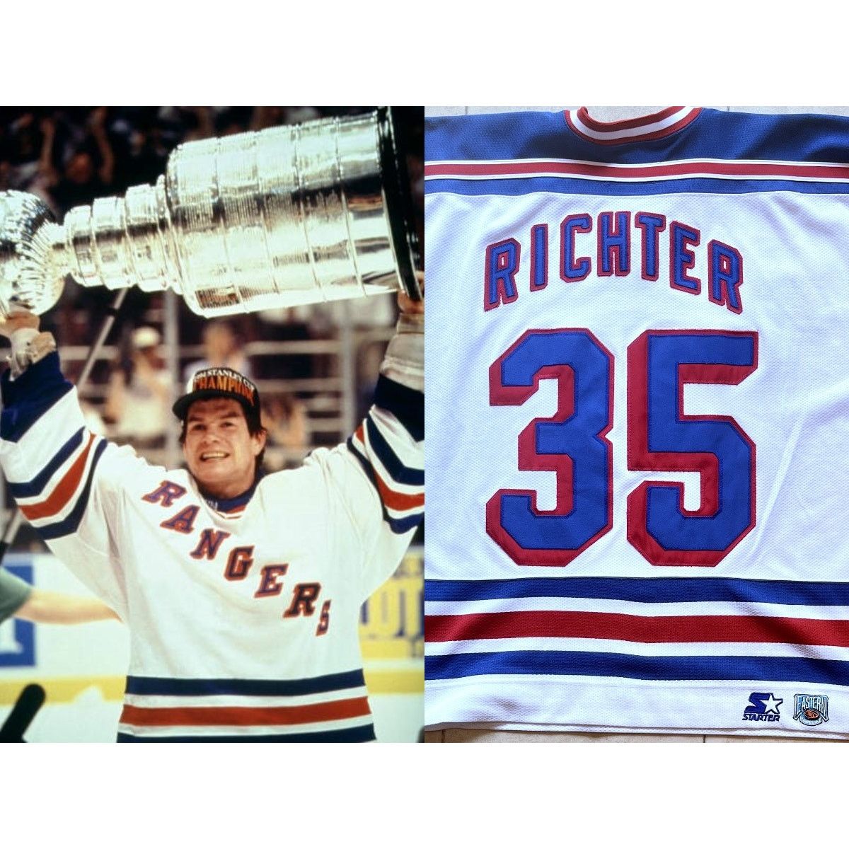 NHL × Starter RICHTER #35 New York Rangers STARTER jersey 2XL NHL vintage Size US XXL / EU 58 / 5 - 1 Thumbnail