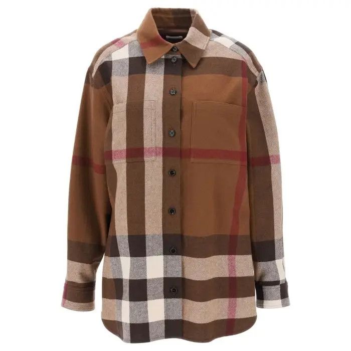 image of Burberry O1S22I1N0424 Avalon Overshirt In Brown, Women's (Size XS)