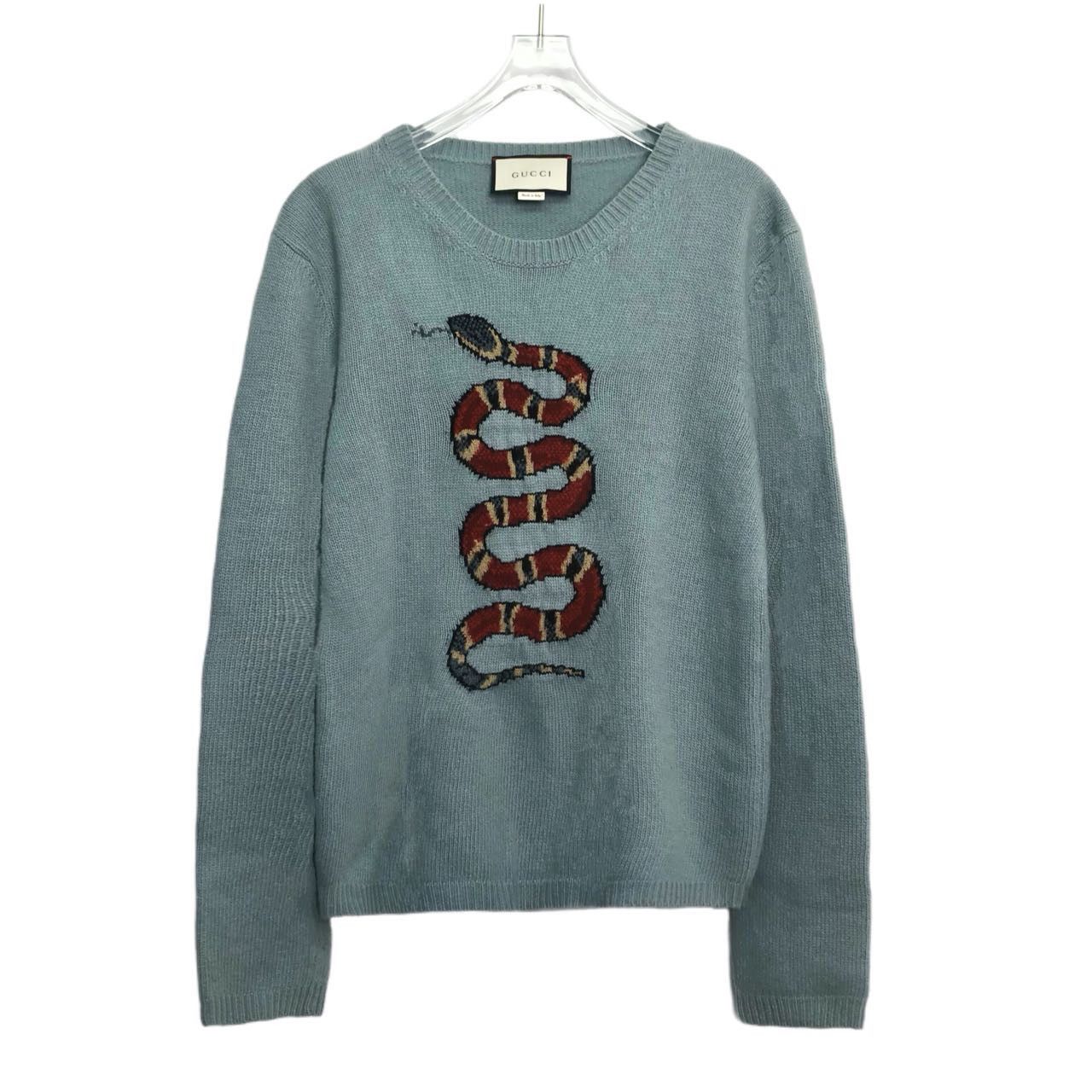 Gucci Gucci Snake Embroidered Knit Sweater K26WX Size L / US 10 / IT 46 - 1 Thumbnail