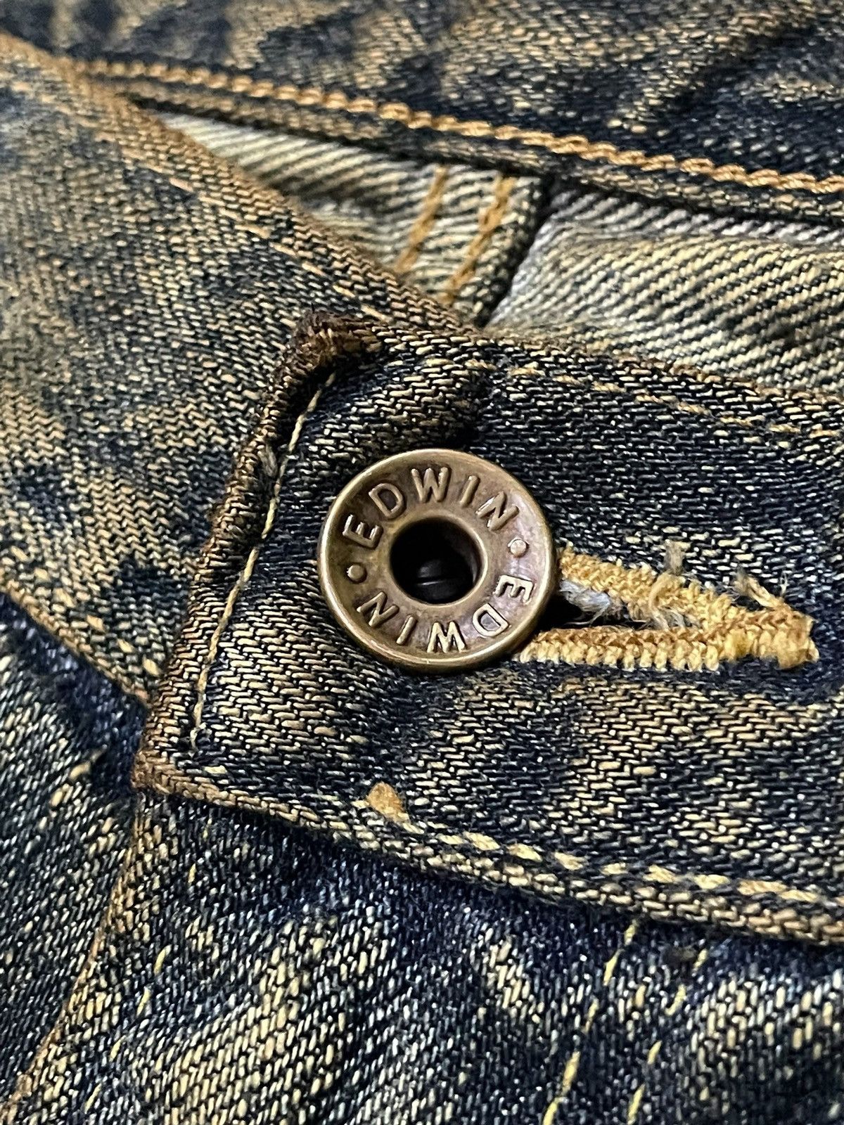 Edwin × Hysteric Glamour Vintage Edwin 505zx Mud Dirty Mud Wash Loose Selvedge Jeans Size US 33 - 12 Thumbnail
