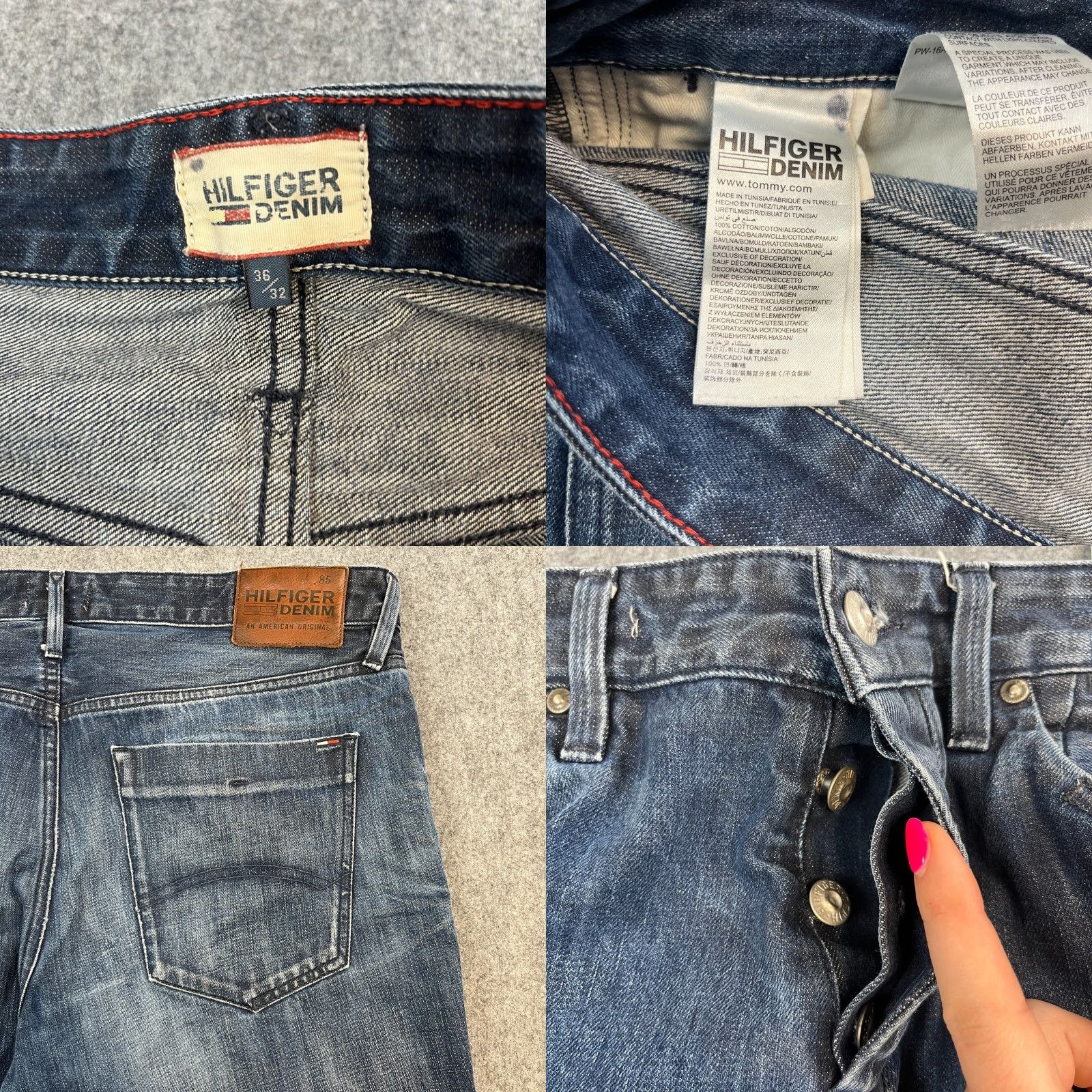 Tommy Hilfiger Tommy Hilfiger Jeans Tapered Fit 36 32 Mid Wash Blue Whiskering Honeycomb Denim Mens Regular 5-Pocket Size US 36 / EU 52 - 8 Thumbnail