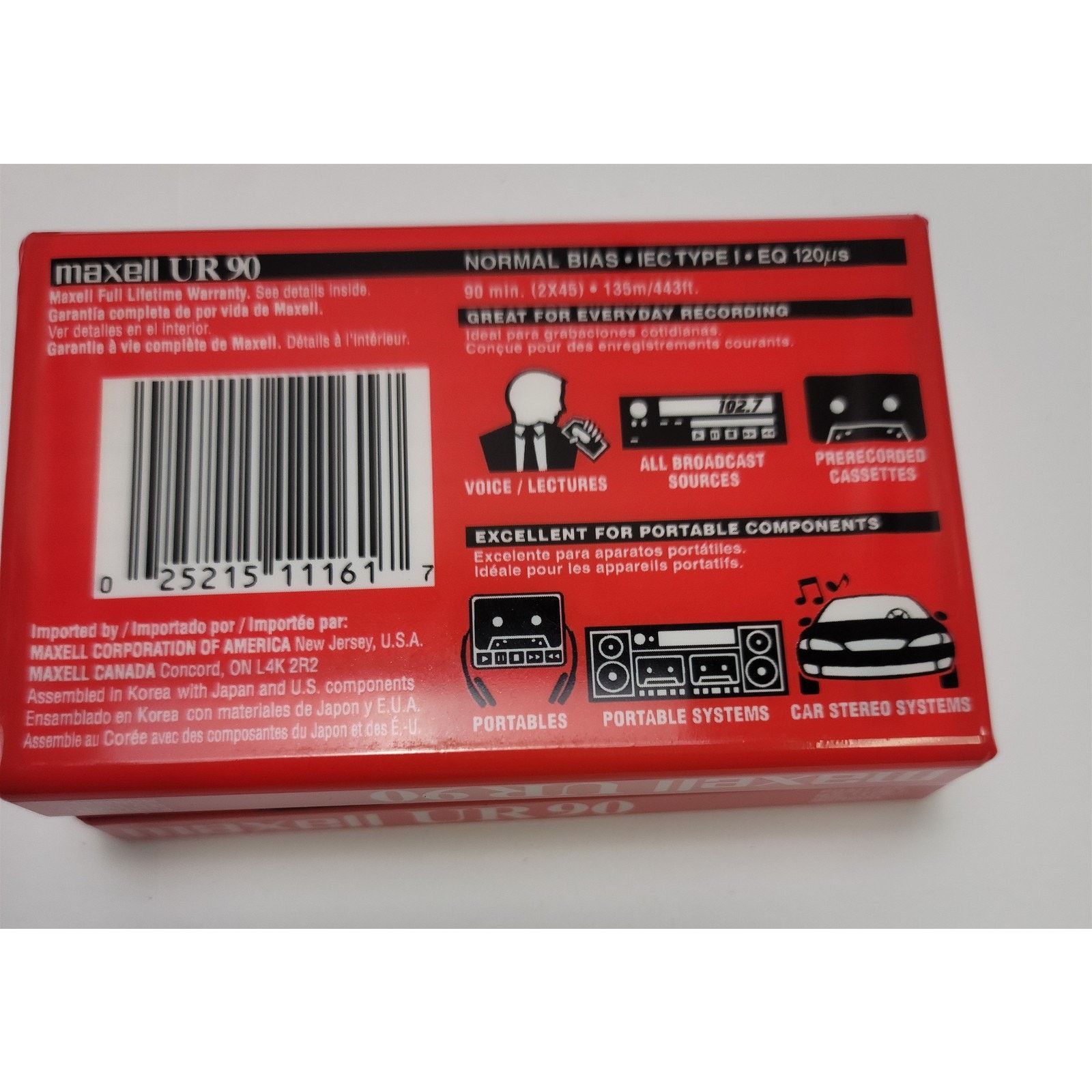 Other Lot of 2 Maxell UR 90 Blank Sealed Audio Cassettes 90 Min Size ONE SIZE - 2 Thumbnail
