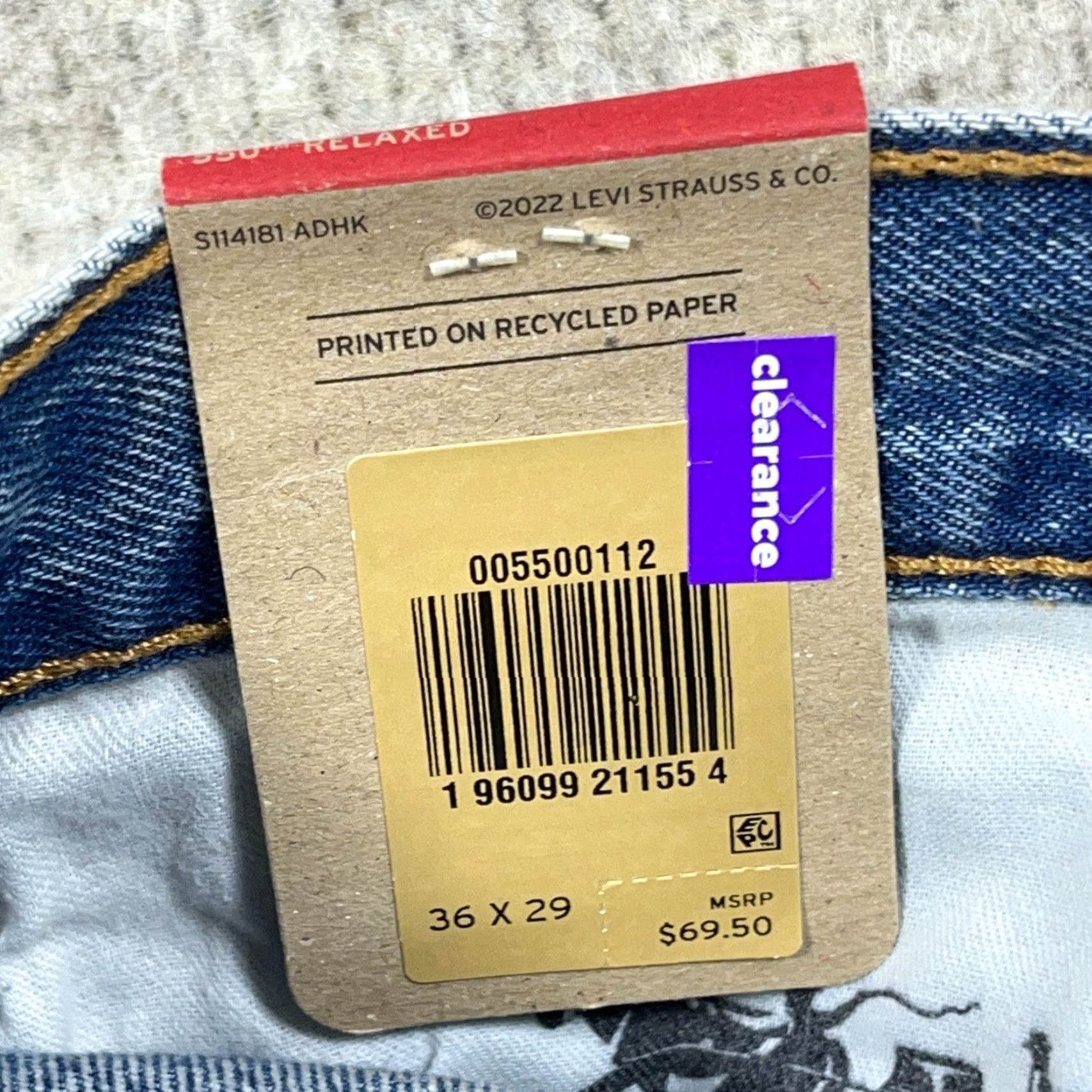 Levi's Levis 550 Jeans Men 36x29 Relaxed Fit Baggy Distressed Faded Med Wash 100% Cotto Size US 36 / EU 52 - 6 Thumbnail