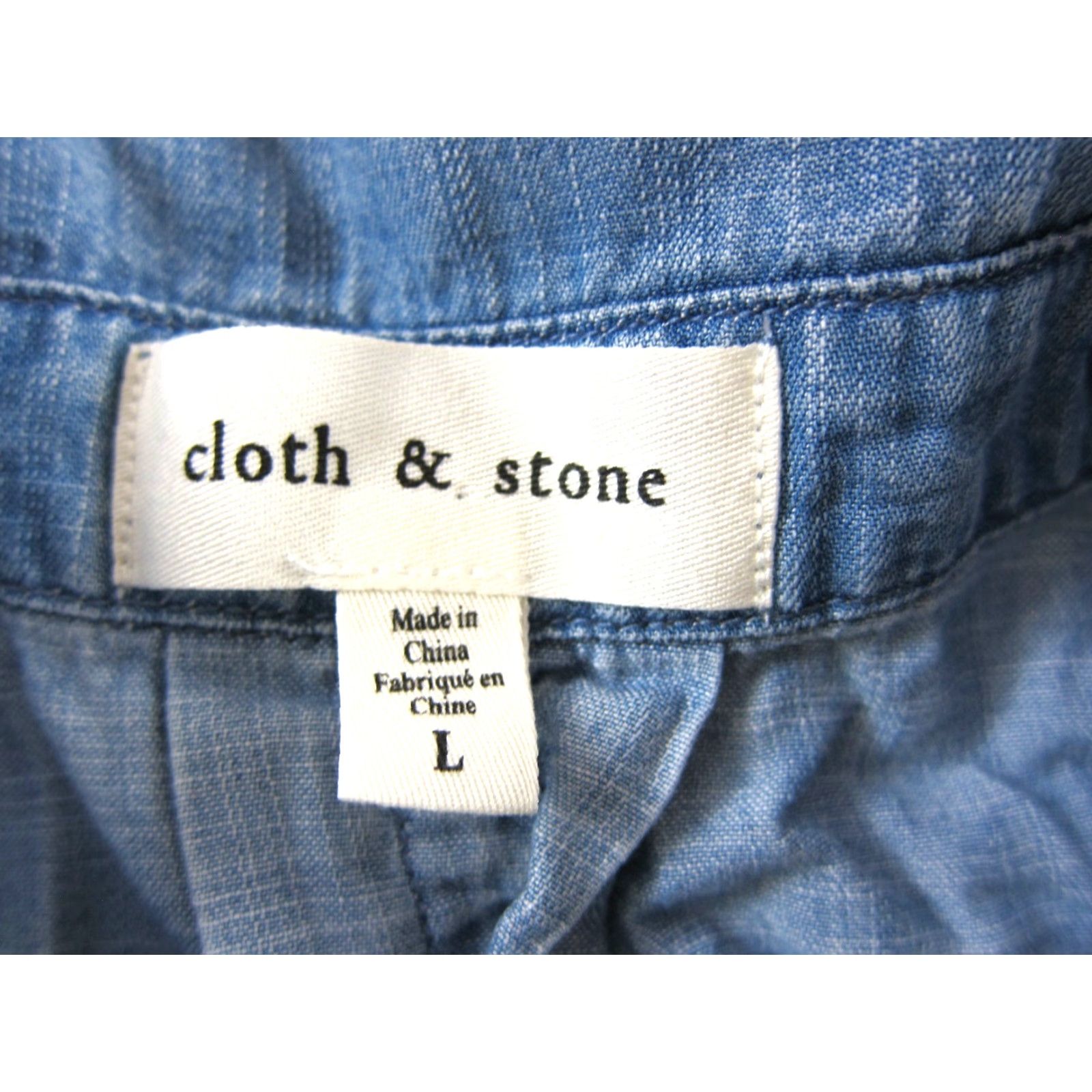 CLOT Cloth & Stone 100% Tencel Lyocell Soft Blue Short Sleeve Collared Blouse Large Size L / US 10 / IT 46 - 3 Thumbnail