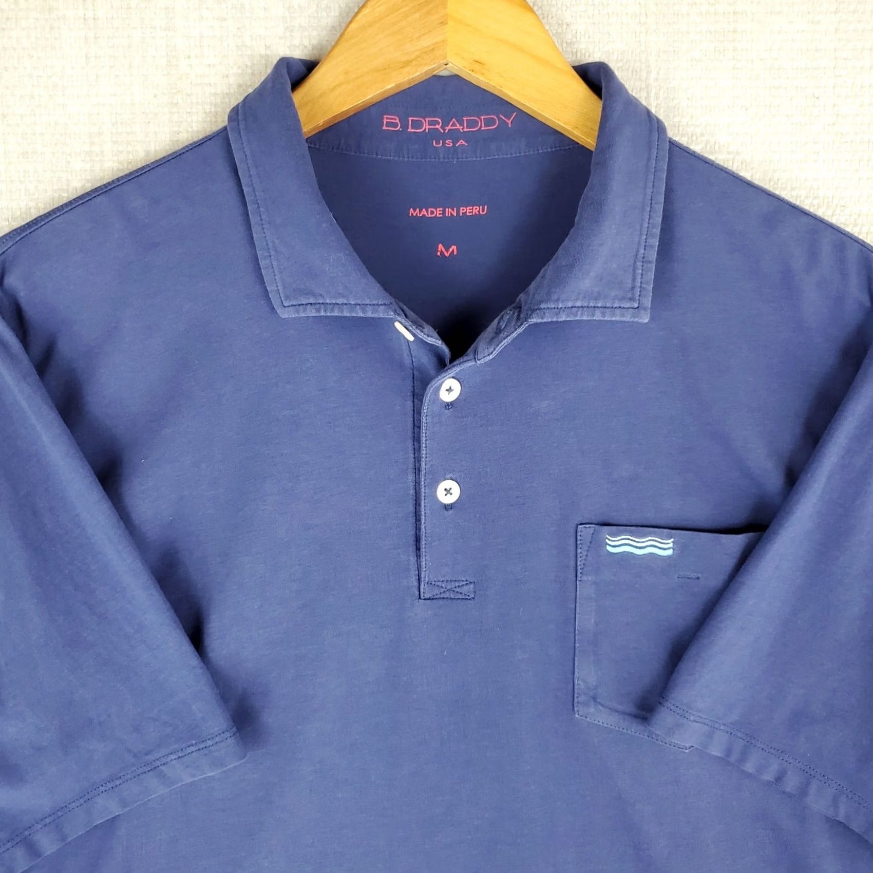 Vintage B. Draddy Polo Shirt Mens Medium Blue Short Sleeve Pocketed Polo Golf Cotton Spandex Blend Size US M / EU 48-50 / 2 - 3 Thumbnail