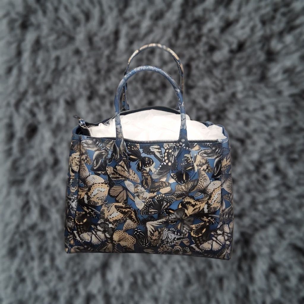 Gianni Chiarini Gianni Chiarini Italy Designer Handbag Shoulder Bag Blue Logo Butterfly - Medium - PVC Lining - PVC Exterior - Blue Hardware - Rayon - Women's Bag Size ONE SIZE - 1 Thumbnail