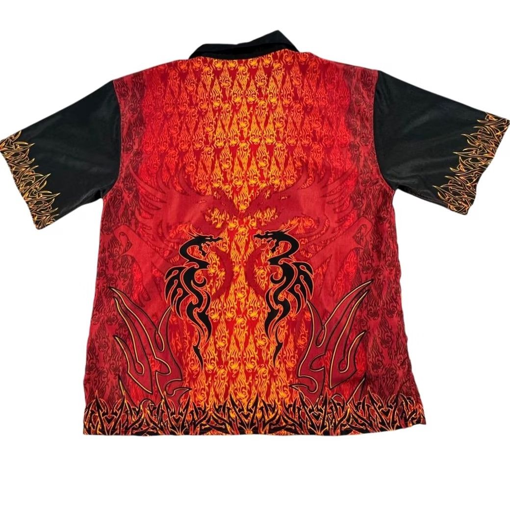 Vintage VINTAGE Button Down Shirt Men XL Casino Gambling Flame Grunge Goth Y2K 90s Shirt Mens XL Black Geometric Pattern Halloween Ghost Dragon Skull Cross Size US XL / EU 56 / 4 - 7 Thumbnail