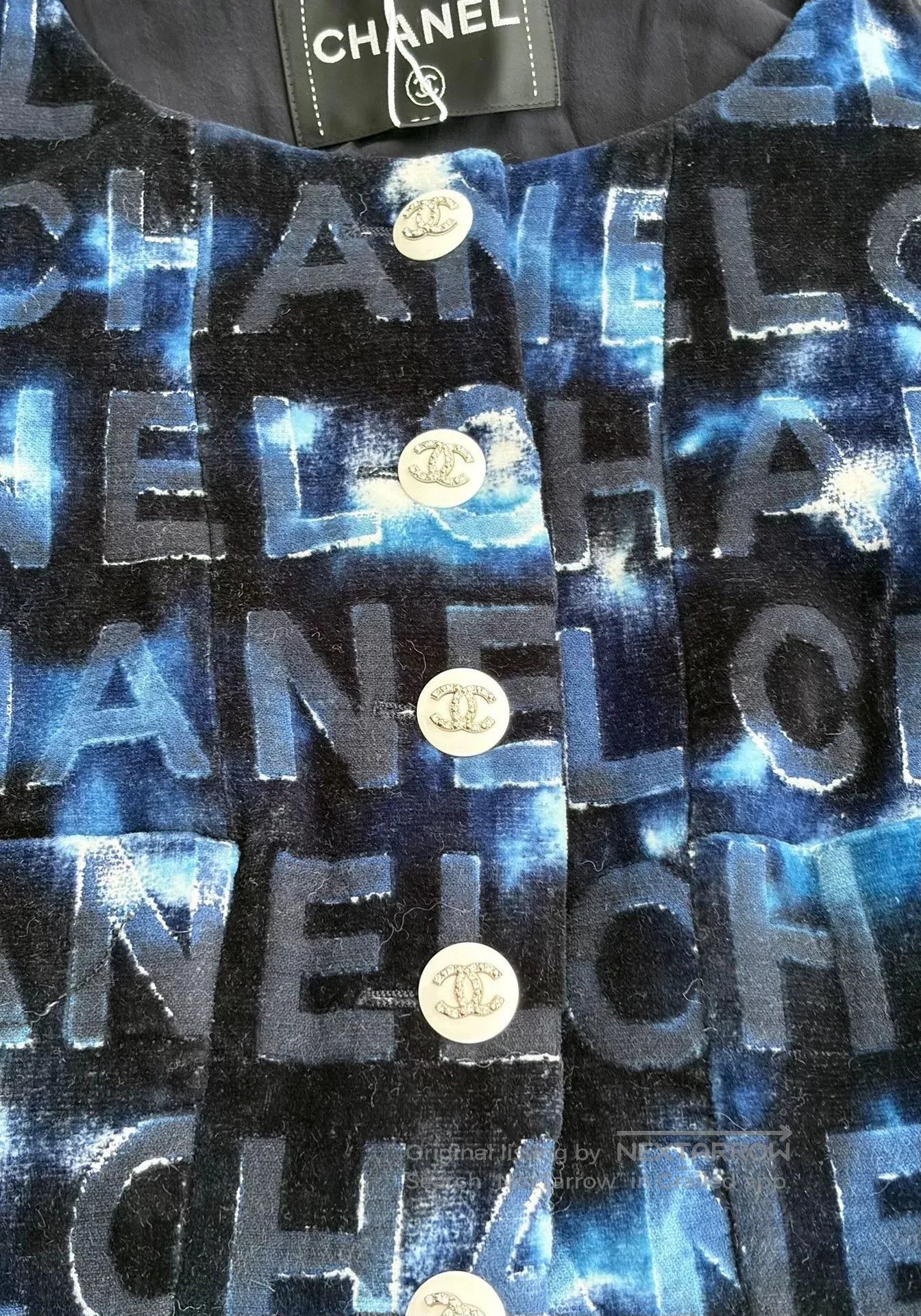 Chanel Chanel Blue Letter Crystal Button Short Jacket. Size US S / EU 44-46 / 1 - 3 Thumbnail