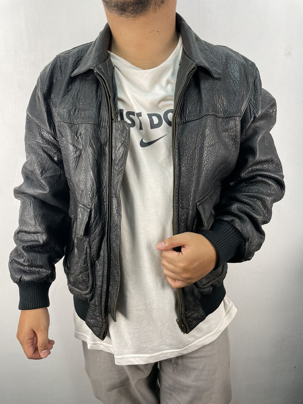 Leather Jacket × Military × Vintage Vintage Japanese Leather Jacket ...