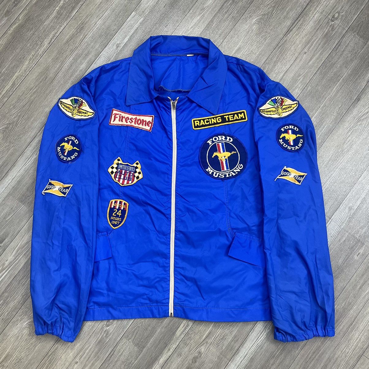 Vintage 70s Ford Mustang Racing Team Patch Light Jacket RARE