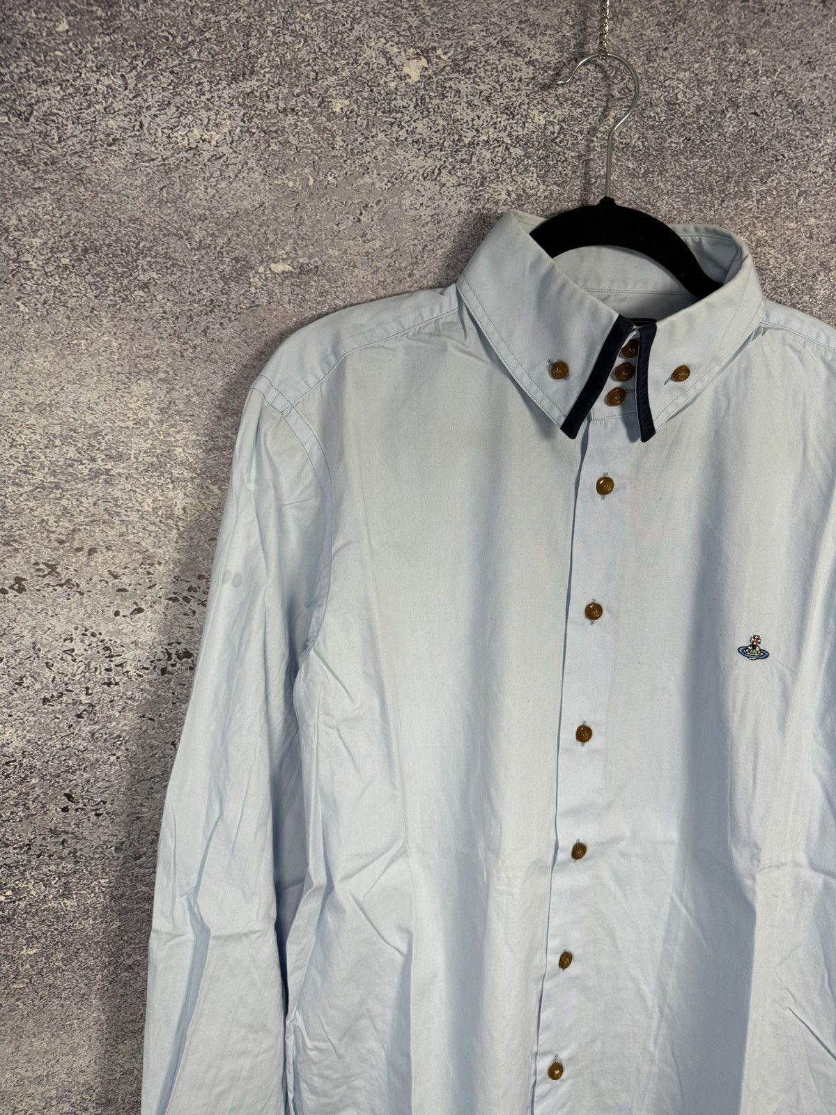 Vintage × Vivienne Westwood Blue Vivienne Westwood 3 Button Krall Shirt Orb Embroidery Size US XL / EU 56 / 4 - 2 Thumbnail