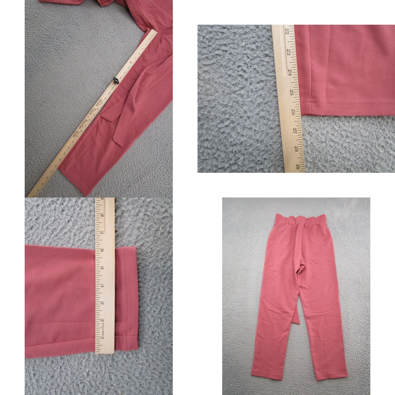 Vintage KANCY KOLE Women's Pink Paper Bag Pants High Waist Belted Elastic S NEW Size 28" / US 6 / IT 42 - 8 Thumbnail