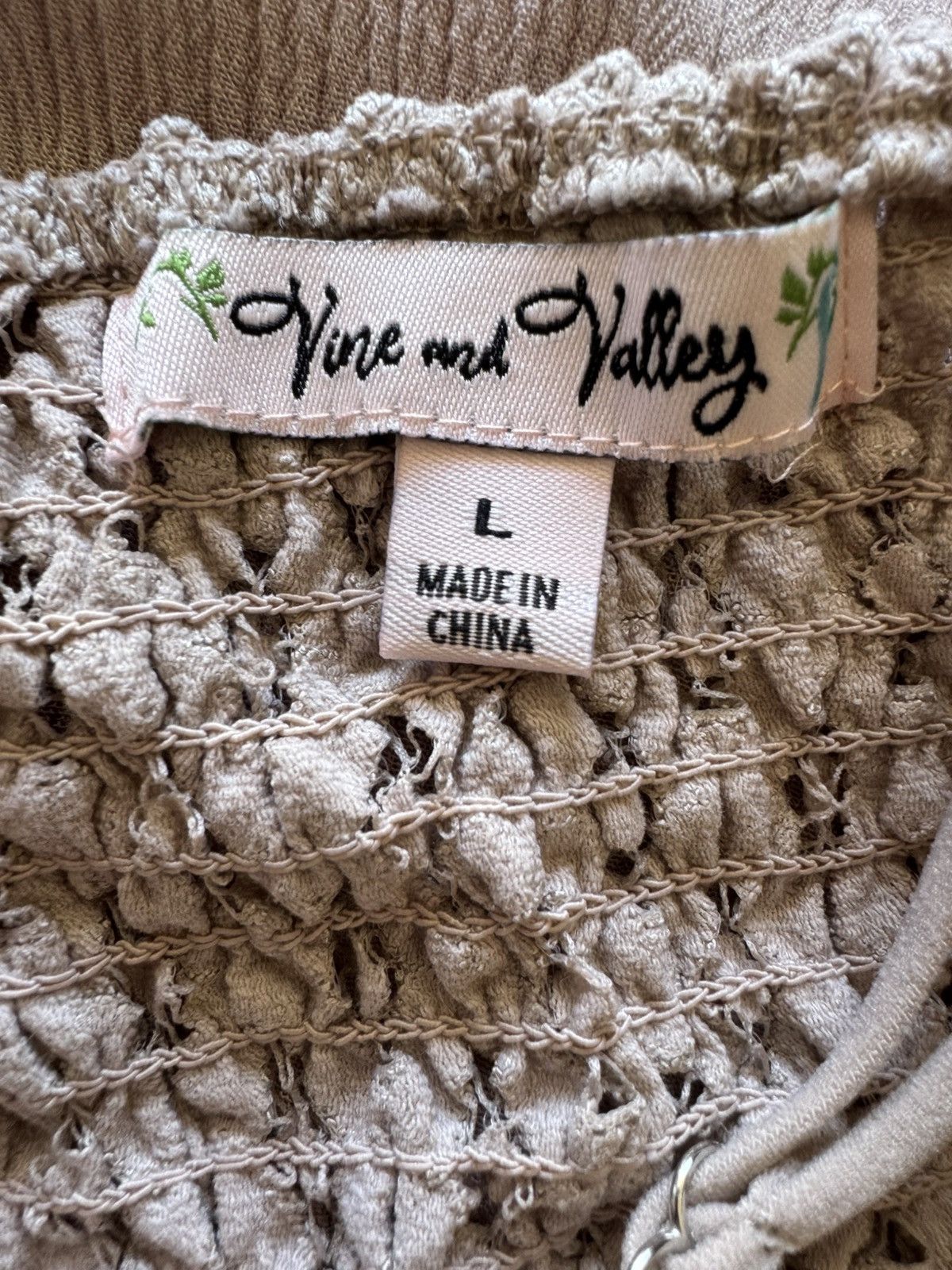 Other Vine & Valley women’s L maxi slip crochet strappy taupe Size L / US 10 / IT 46 - 4 Thumbnail
