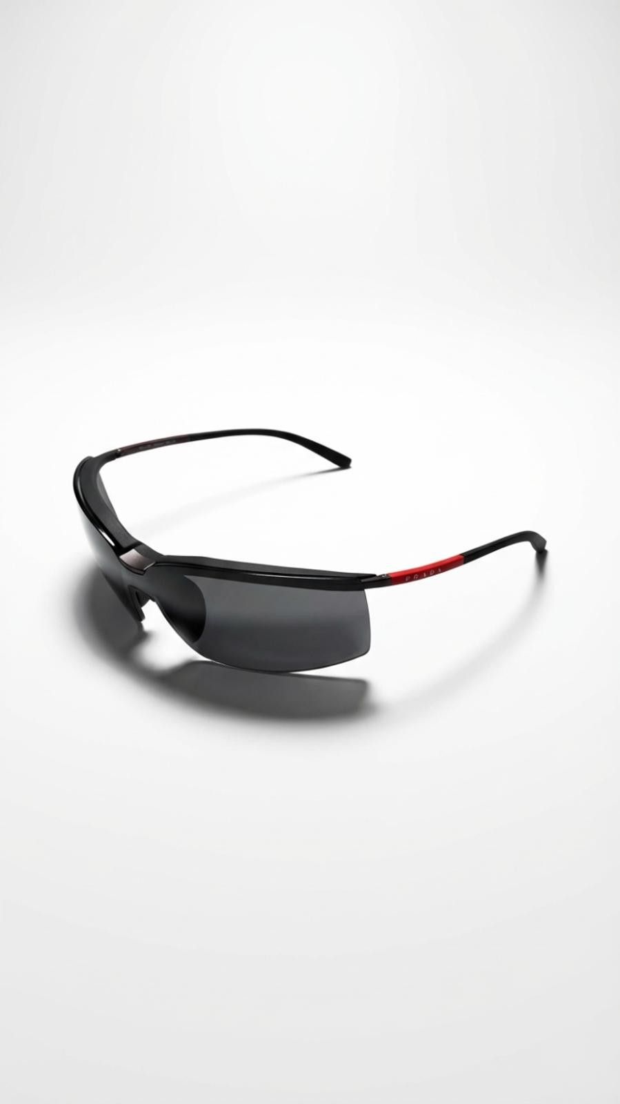 Prada Prada - Black and Red Rimless Sports Sunglasses Size ONE SIZE - 1 Thumbnail