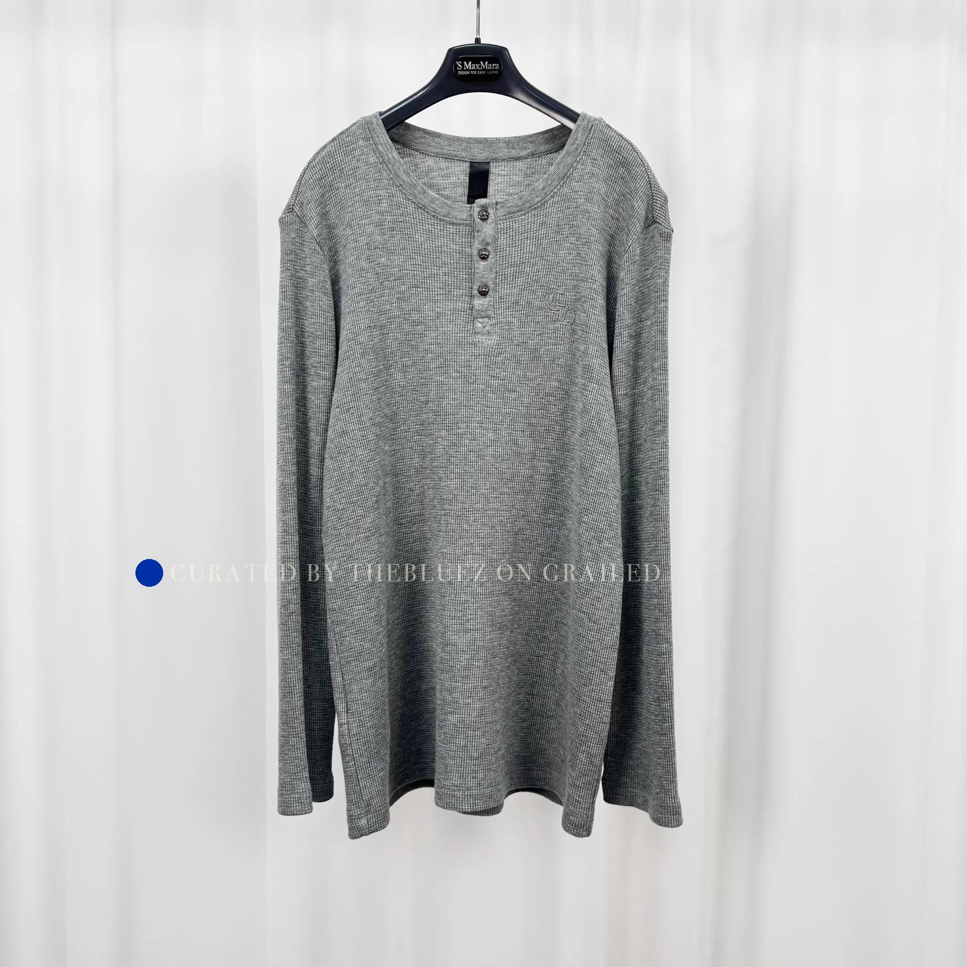 Chrome Hearts Gray Waffle Long Sleeve Shirt with Silver-Buttons Size US XL / EU 56 / 4 - 1 Thumbnail