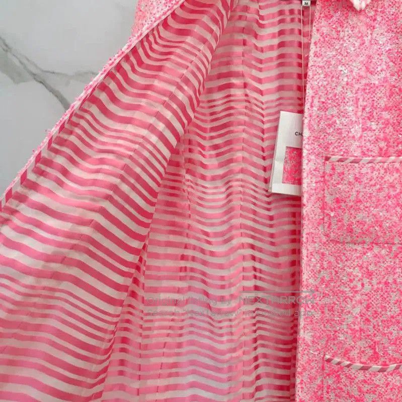 Chanel Chanel Pink Polyester Women's Jacket . Size S / US 4 / IT 40 - 6 Thumbnail