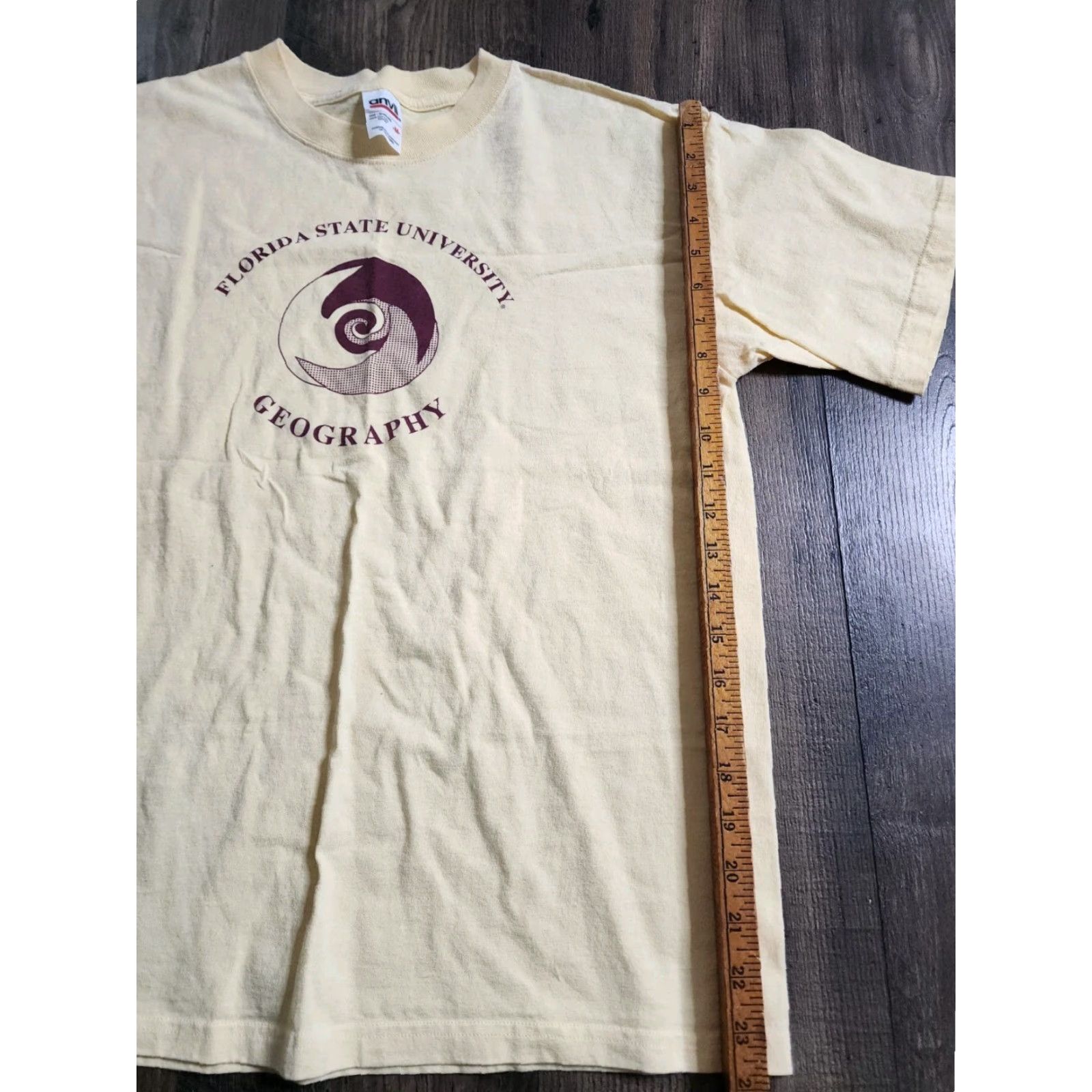 Anvil VINTAGE Florida State University Geography T Shirt M Mens Yellow 1990s Double Sided FSU Graphic Tee Cotton Anvil Shirt Size US M / EU 48-50 / 2 - 2 Thumbnail