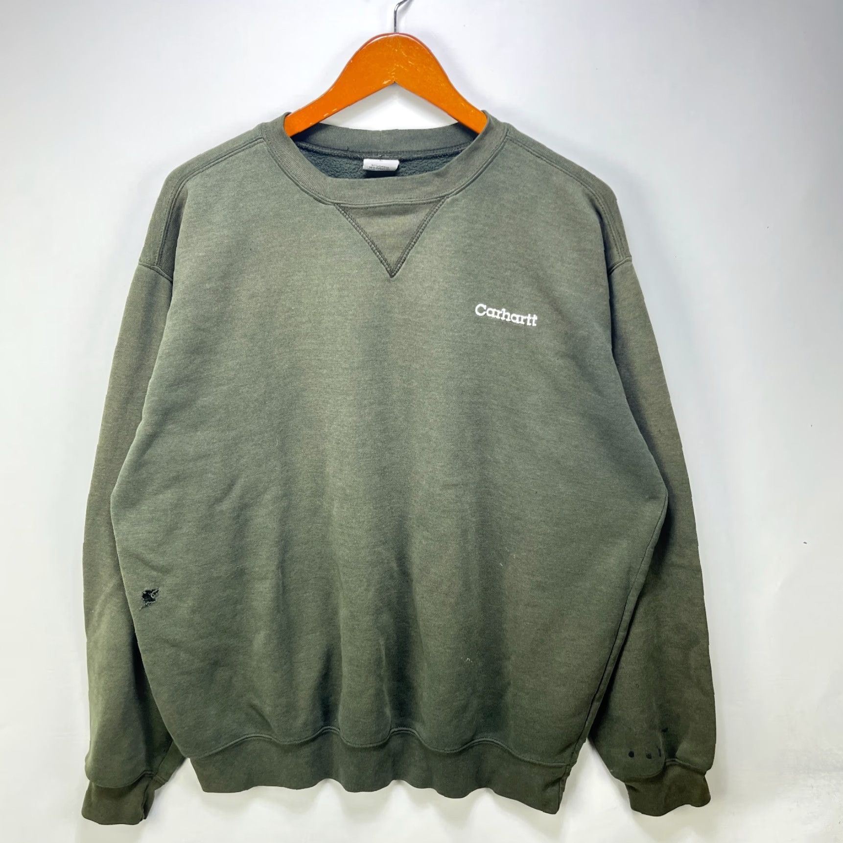 Carhartt VINTAGE Carhartt Sweatshirt 90s Solid Olive Green L Mens Pullover Crew Neck Long Sleeve Cotton Fleece Logo Size US L / EU 52-54 / 3 - 2 Thumbnail