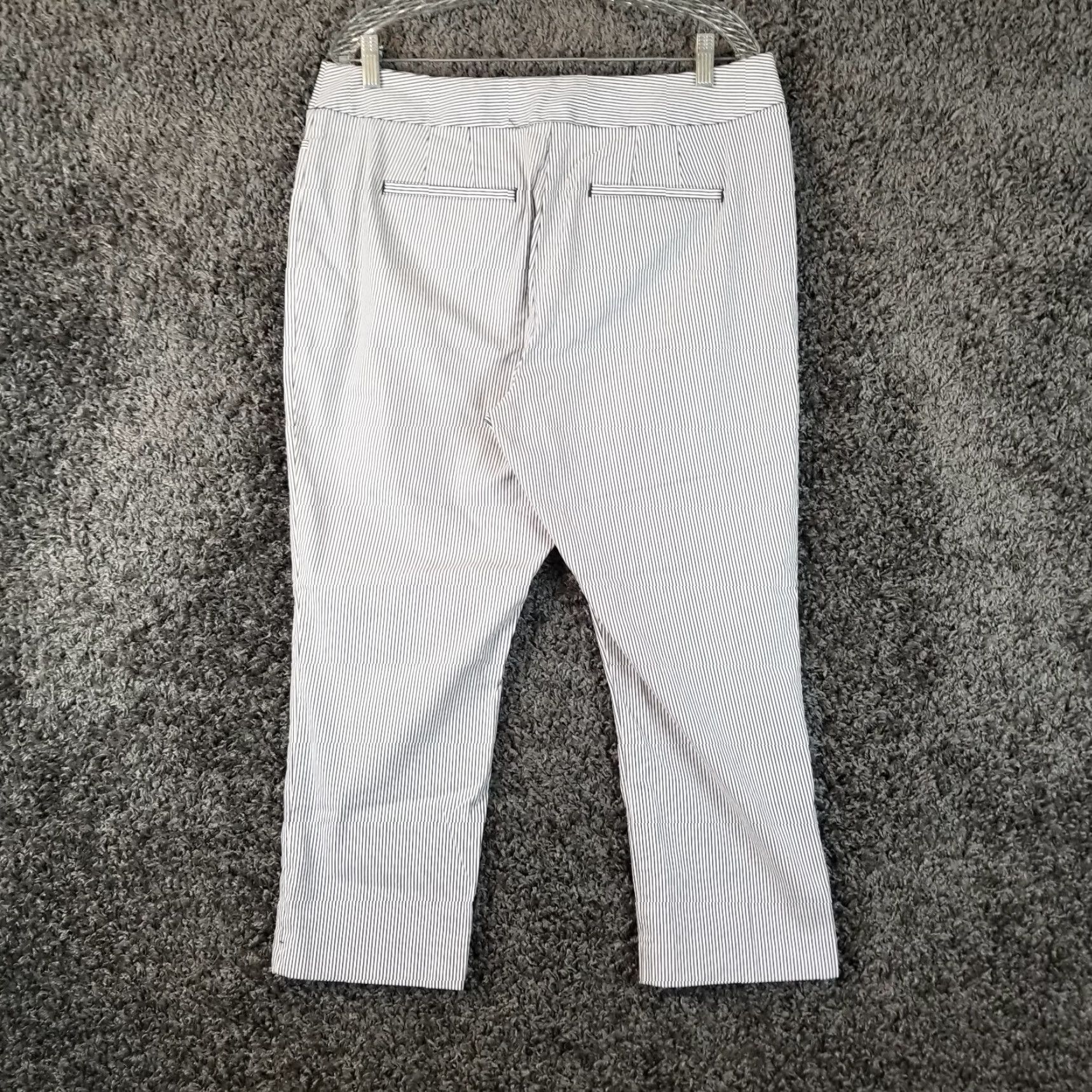 Ann Taylor Ann Taylor Pants Women Capri Straight Pockets Cotton Blend White Blue Striped 12 Regular Inseam 24" Size 34" / US 12 / IT 48 - 6 Thumbnail