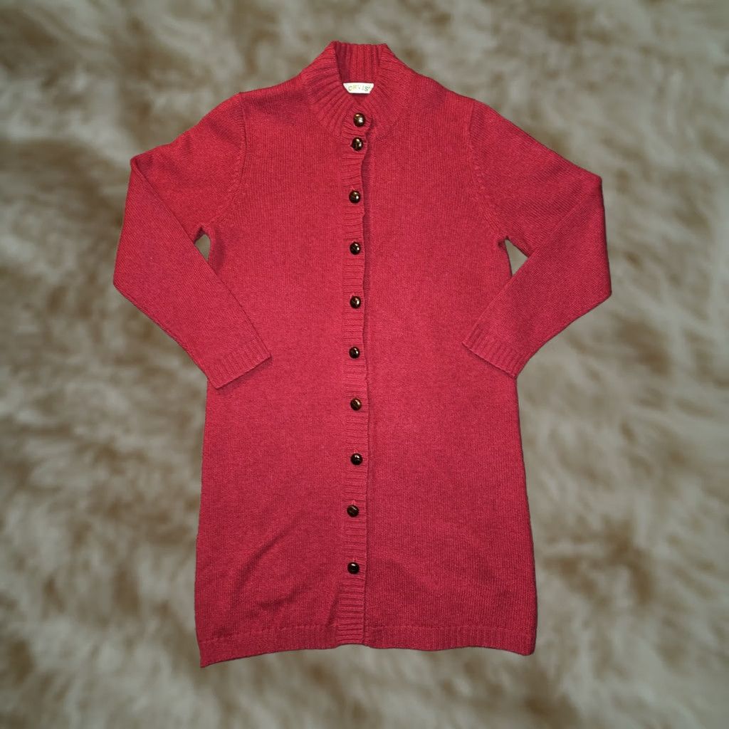 Orvis Orvis Cardigan Long Duster Women M 100% Wool Button Red Size M / US 6-8 / IT 42-44 - 1 Thumbnail