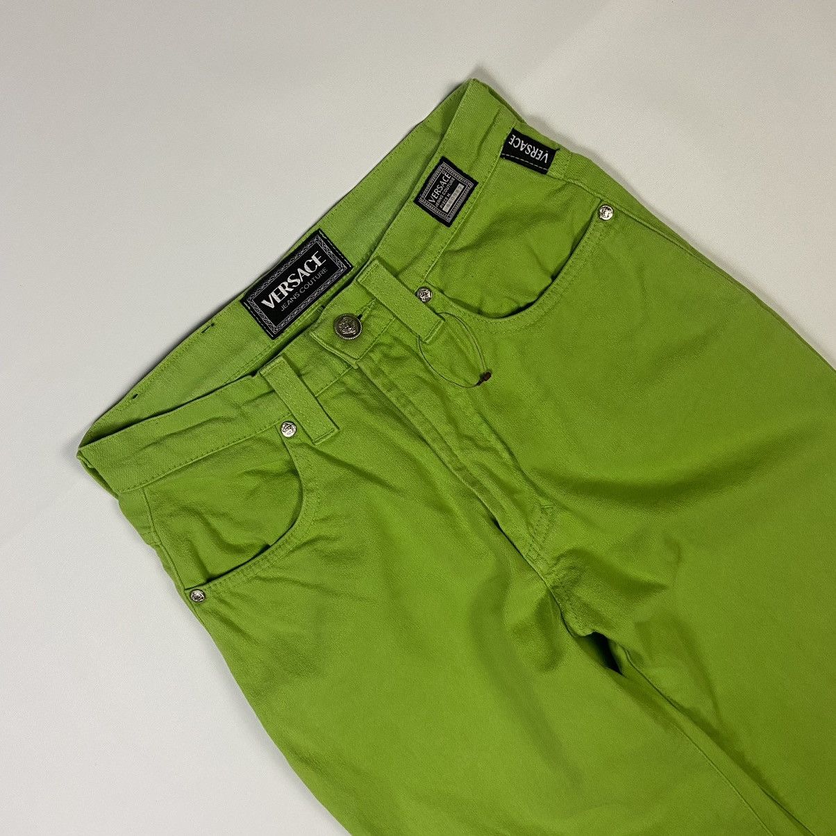 Versace Jeans Couture 2000s RARE Versace Jeans Couture Neon Green Luxury Pants Size 26" / US 2 / IT 38 - 3 Thumbnail