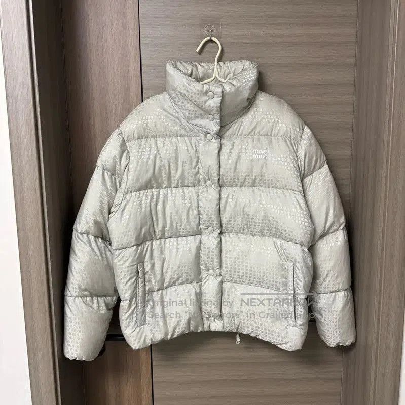 Miu Miu Miu Miu Silver Nylon Women's Puffer Jacket . Size L / US 10 / IT 46 - 1 Thumbnail
