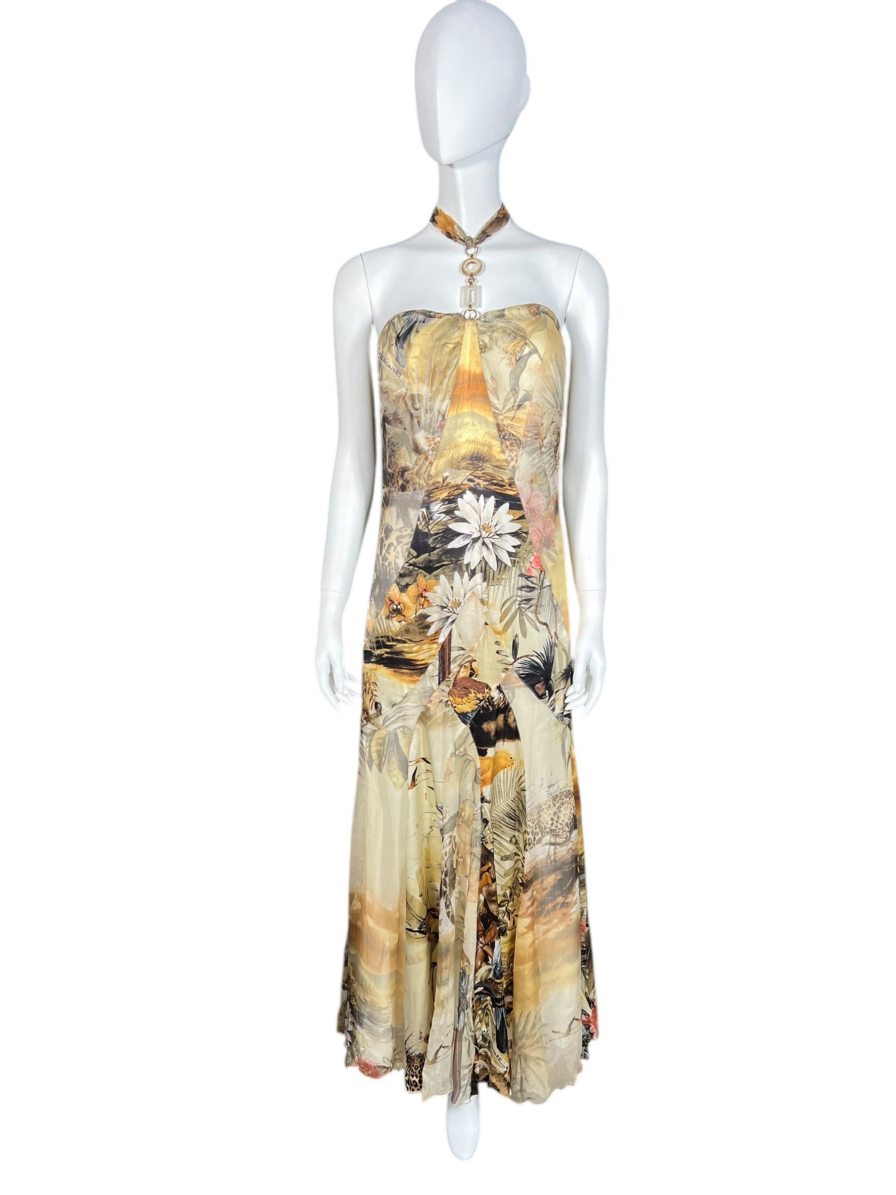 Roberto Cavalli Roberto Cavalli Jungle Print Halter Gown Size L / US 10 / IT 46 - 1 Thumbnail
