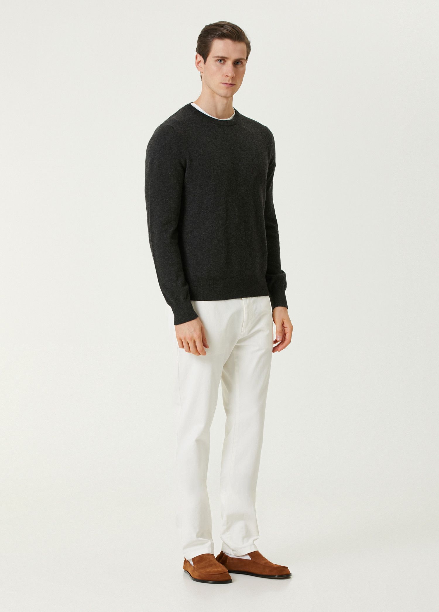 The Row THE ROW Benji dark gray cashmere crewneck sweater XL q Size US XL / EU 56 / 4 - 2 Thumbnail
