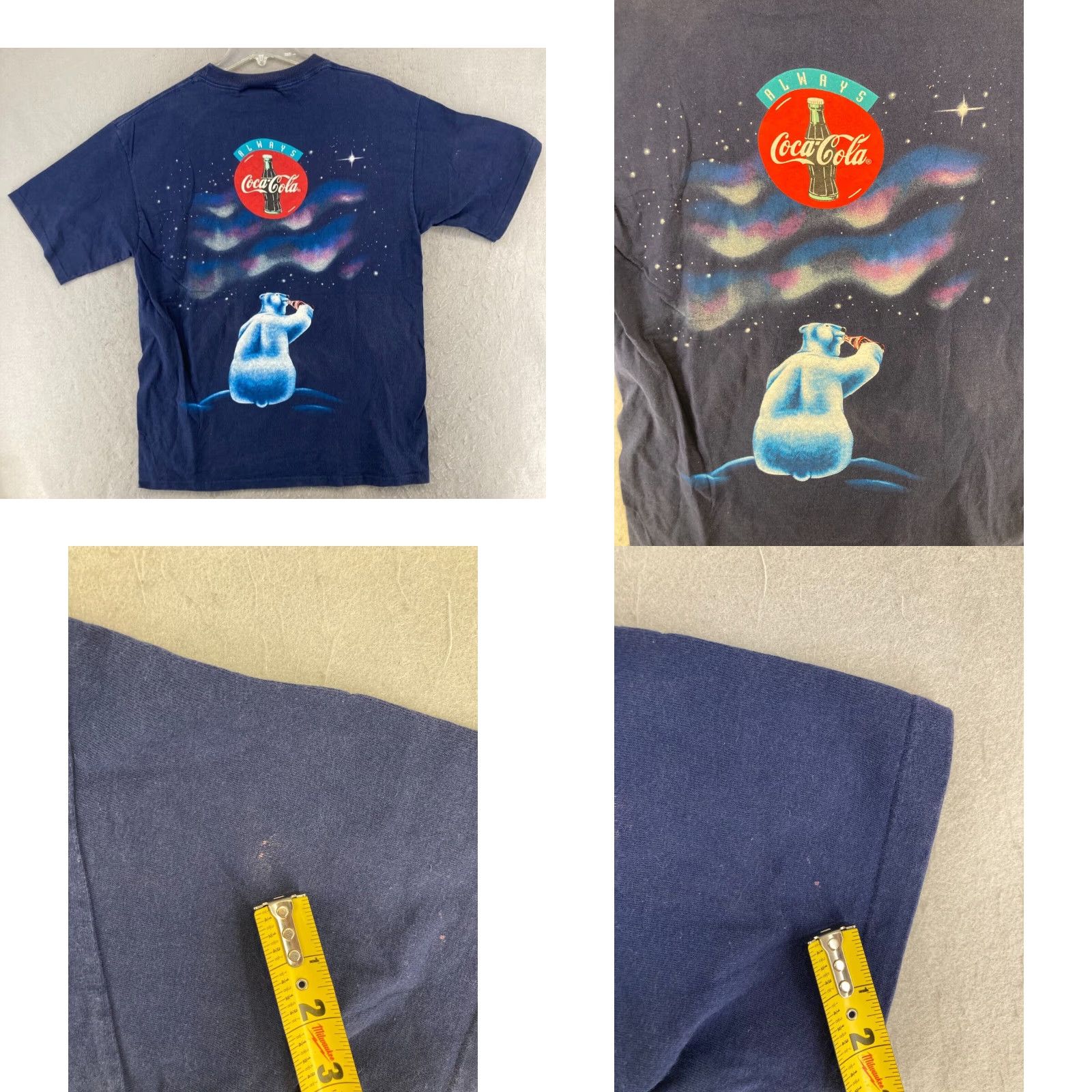 Vintage Coca-Cola Shirt Mens L Blue Vintage USA MADE Graphic Print Crew Neck Short Sleeve Cotton Knit Decade 90s Theme USA Size US L / EU 52-54 / 3 - 8 Thumbnail