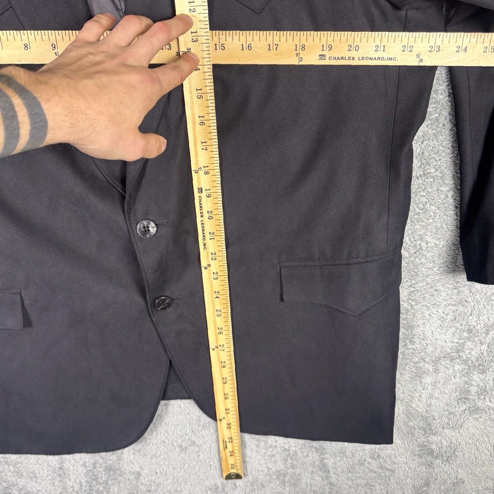 Vintage VINTAGE Circle S Suit Men 46R Western Cowboy 34x28 2 Piece Suede Black Solid 80s 90s Mens Regular Jacket Front Button two-button bootcut Size 46R - 5 Thumbnail