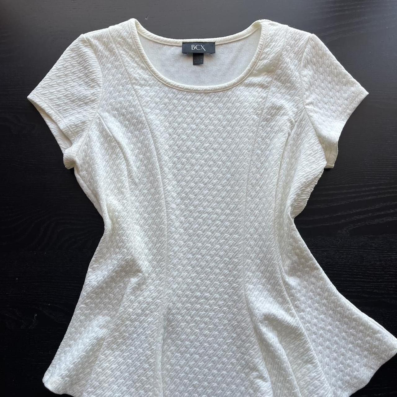 Other ✨ Elegant BCX White Textured Peplum Top ✨ Size L / US 10 / IT 46 - 1 Thumbnail