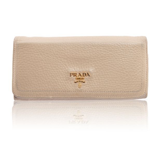 image of Prada Saffiano Continental Wallet in White, Women's