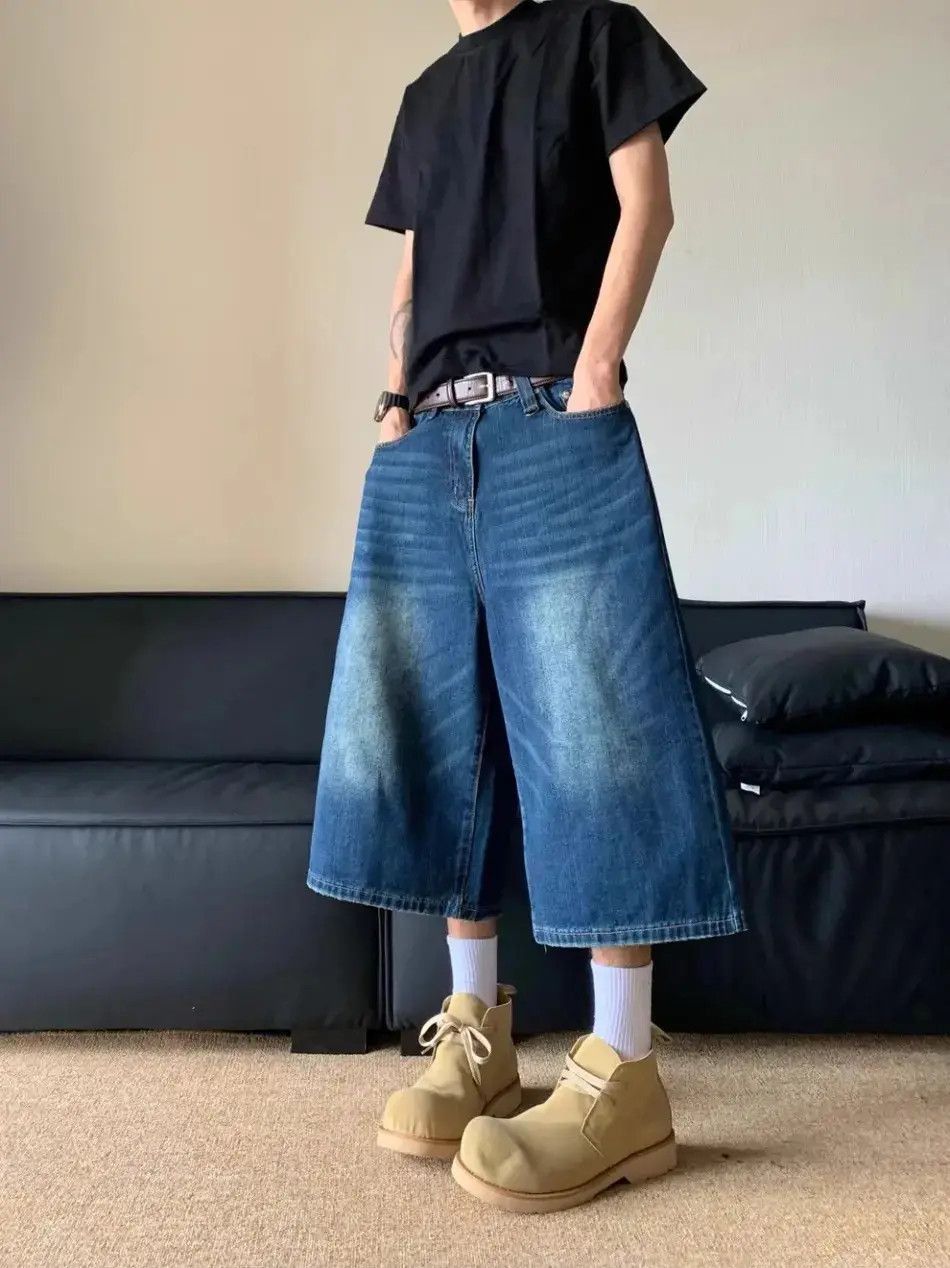 Japanese Brand Streetwear Washed Hip Hop Wide Leg Jorts Shorts y2k Size US 32 / EU 48 - 2 Thumbnail