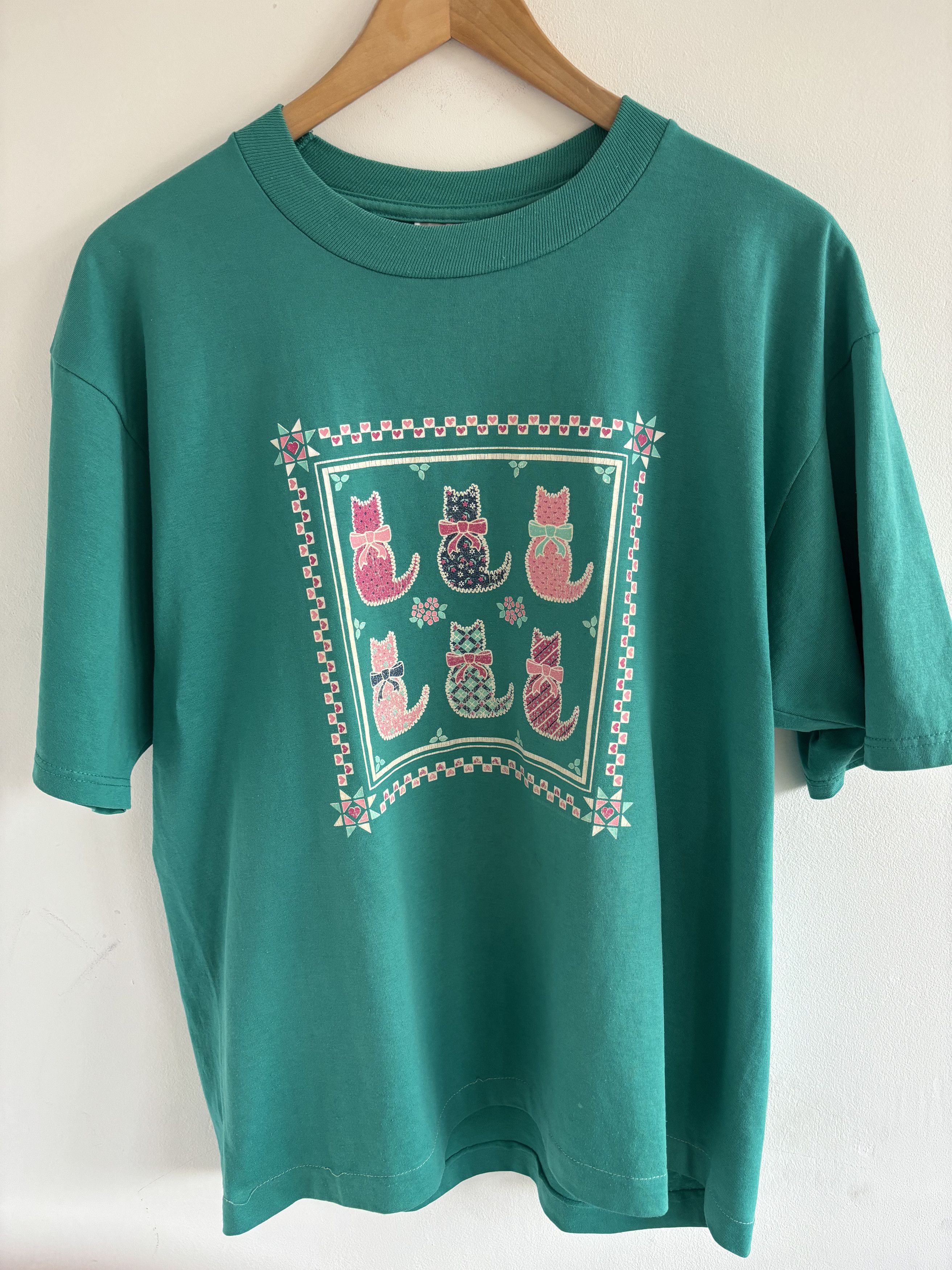 Jerzees × Vintage Vintage 90s Cats Cute Tee Size US L / EU 52-54 / 3 - 4 Thumbnail