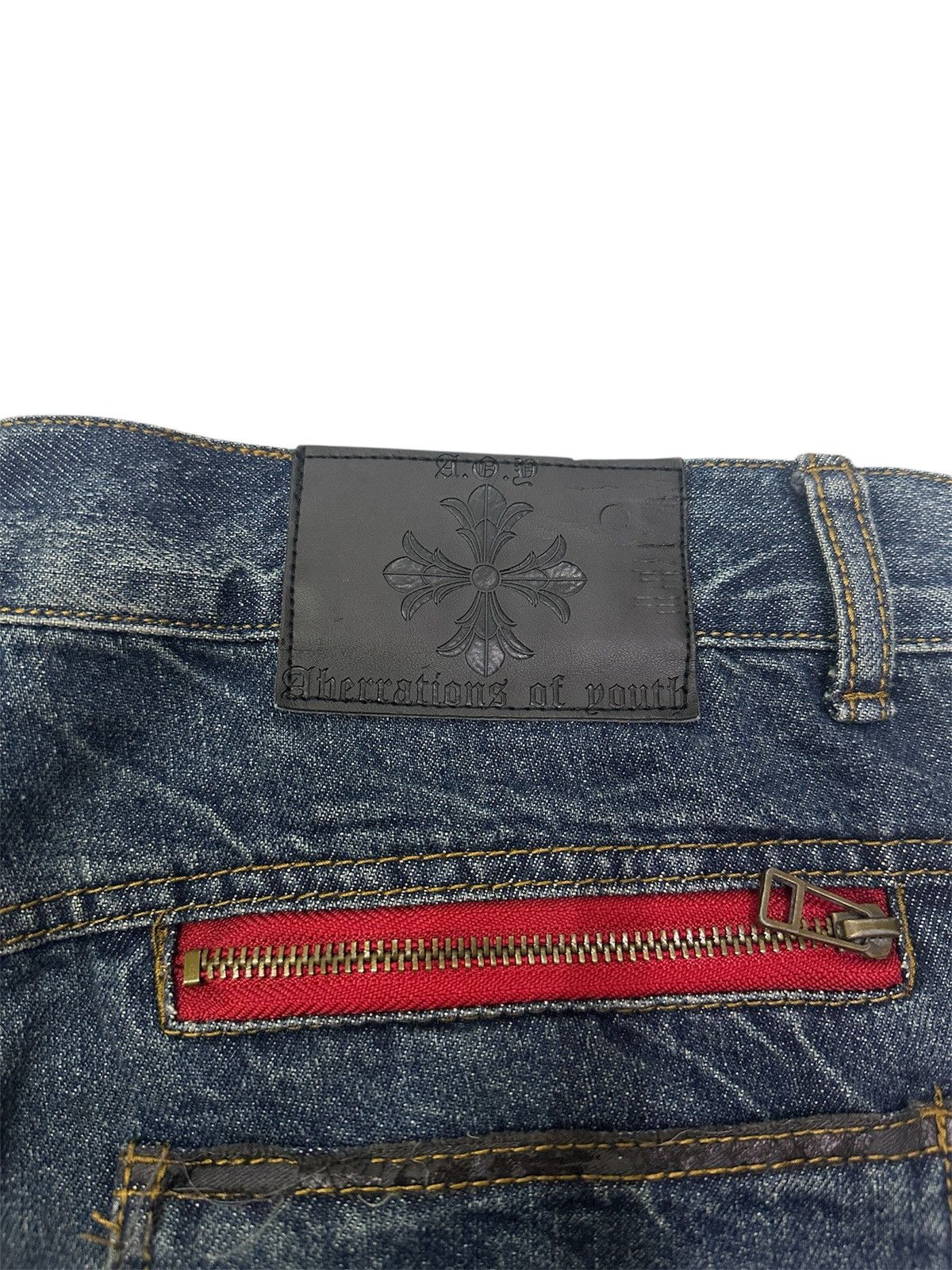 Beauty Beast × Japanese Brand A.O.Y ABERRATIONS OF YOUTH Big Cross Zipped Jeans Size US 34 / EU 50 - 16 Thumbnail