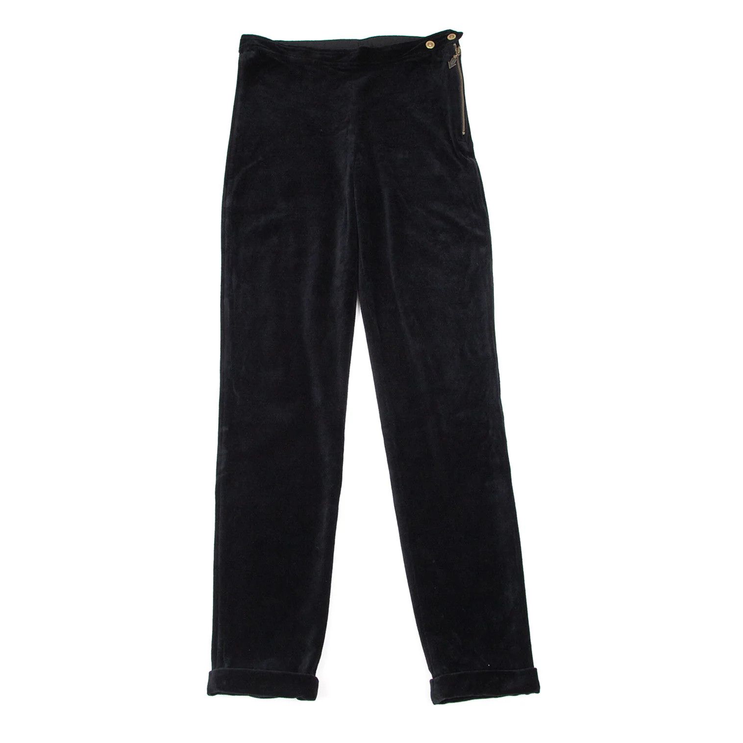 Jean Paul Gaultier Velvet Pile Side-Opening Pants in Black, Size 48 Size US 32 / EU 48 - 1 Thumbnail